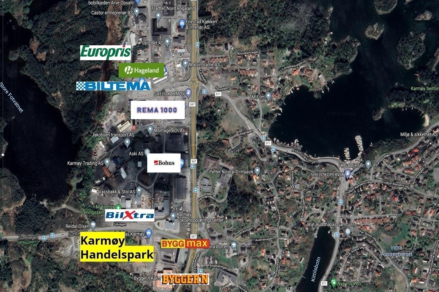 Sentral plassering for storhandel, med en rekke aktører innen bil, byggevare og hus & hjem Galleribilde