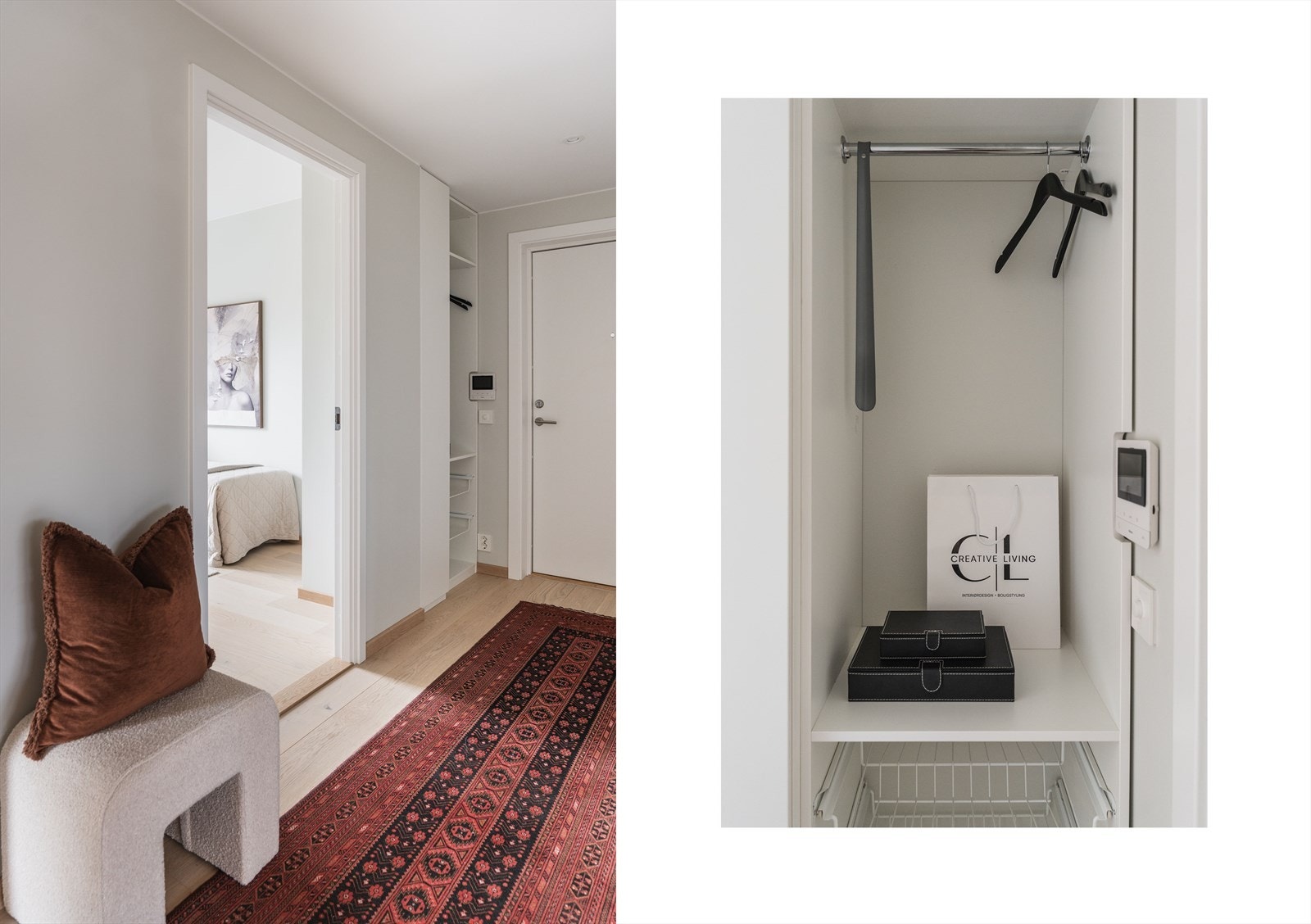 Plassbygget garderobeskap som ivaretar lagring av ytterklær og sko Galleribilde