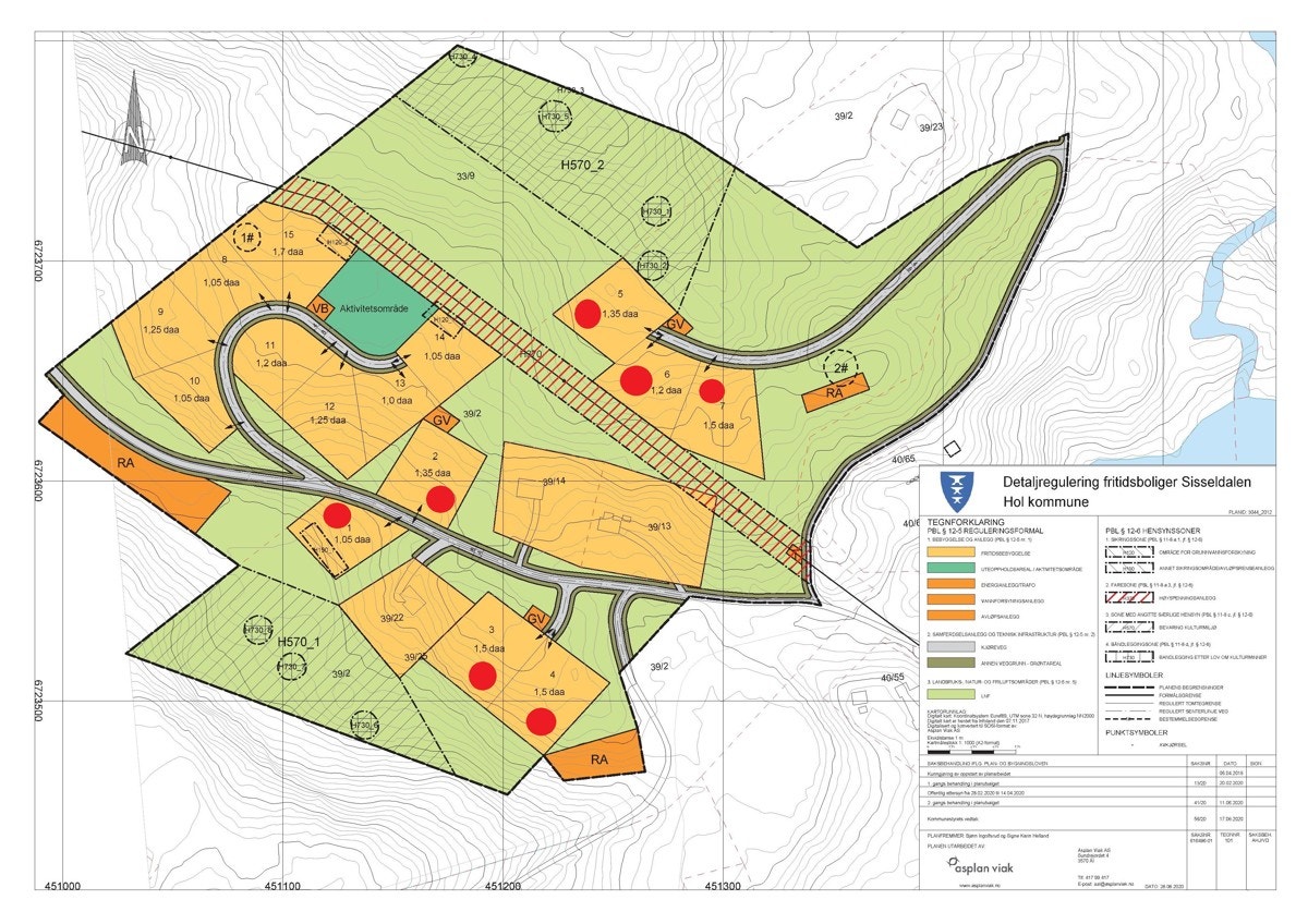Tomtene med rød prikk 1-7 som selges. Galleribilde