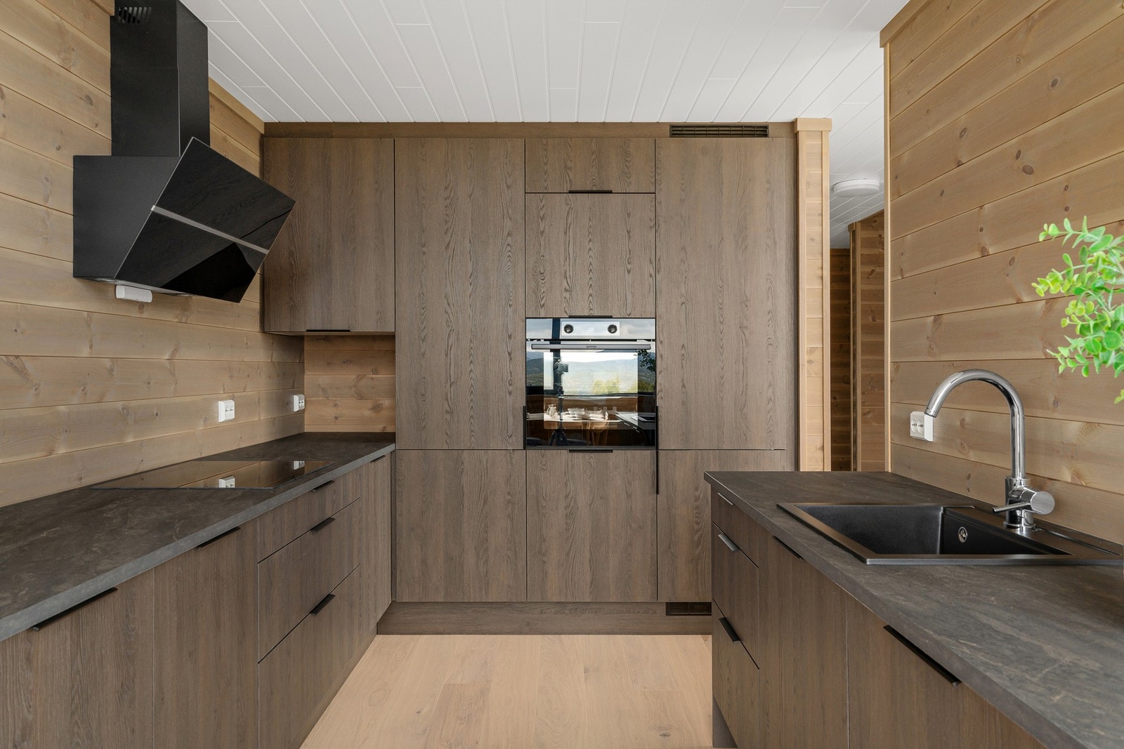 Kjøkkenet er moderne med rikelig skap- og benkeplass. Galleribilde