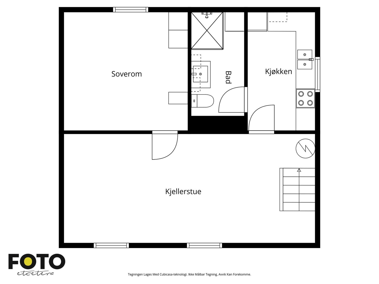 Boligen har også kjeller. Plantegning for kjelleren. Galleribilde