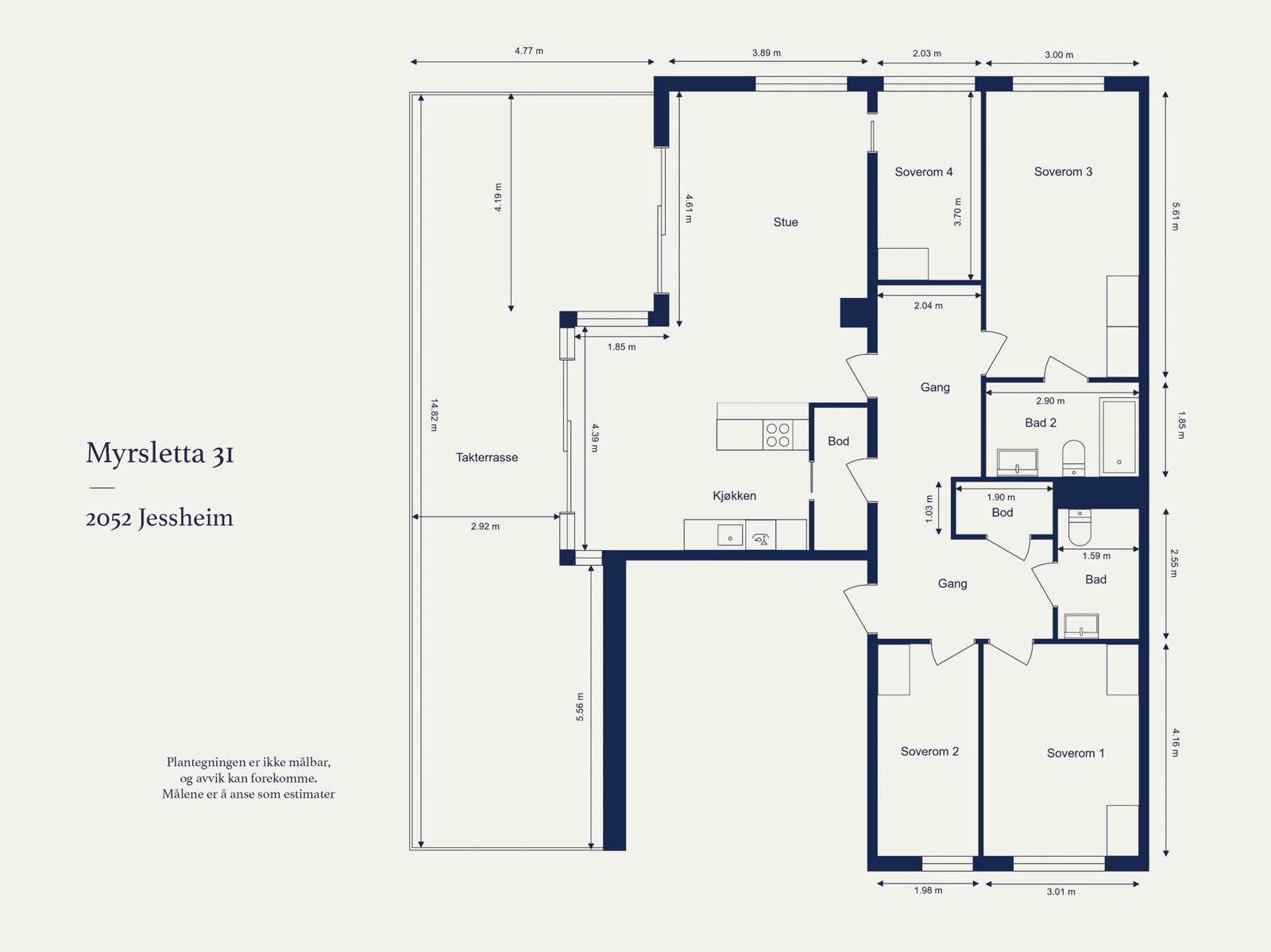 Toppleilighet i 5. etasje med felles heisadkomst. Galleribilde