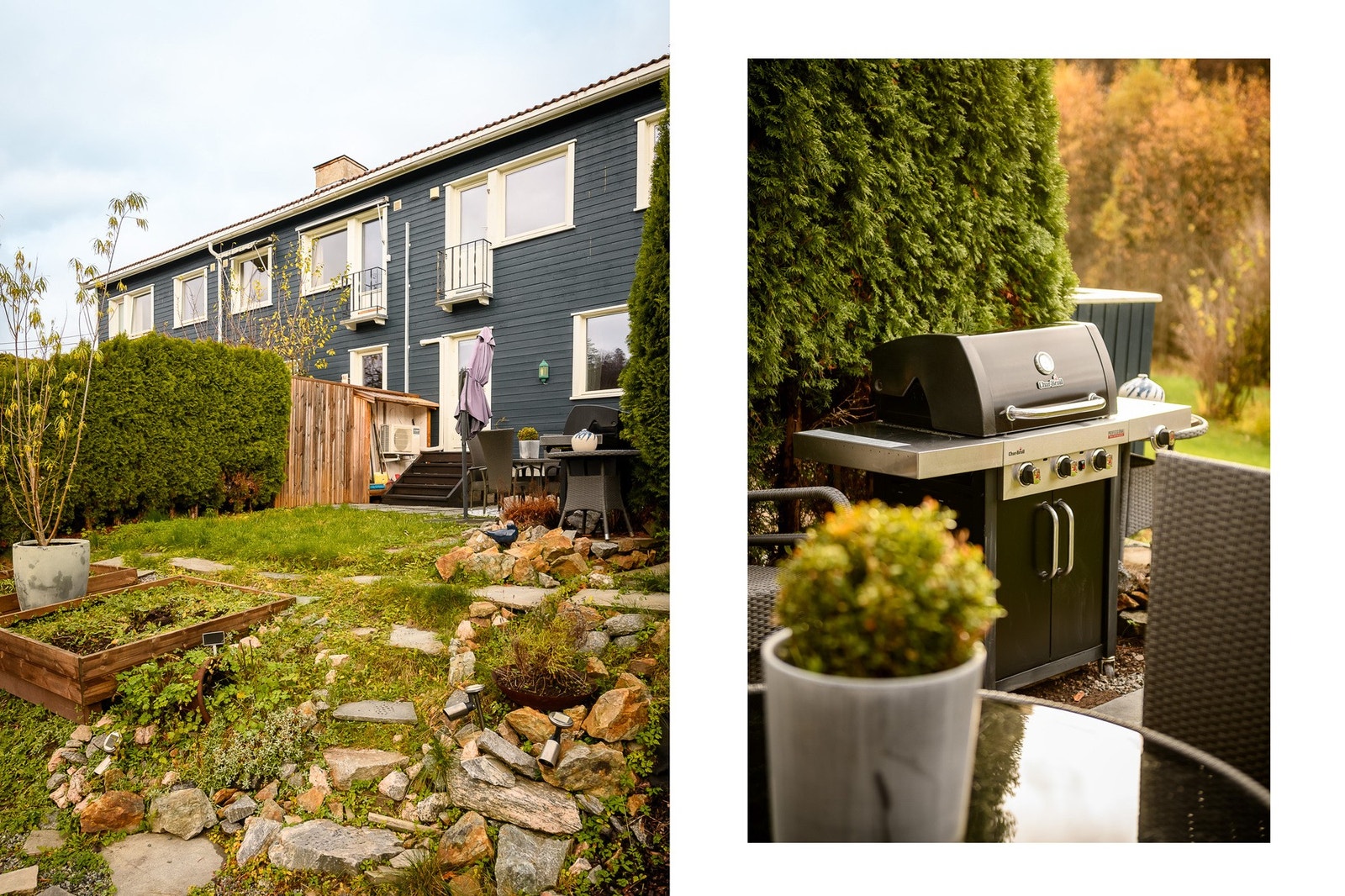 Vestvendt uteplass med skiferdekke - her nyter du ettermiddagssolen til fulle. Galleribilde