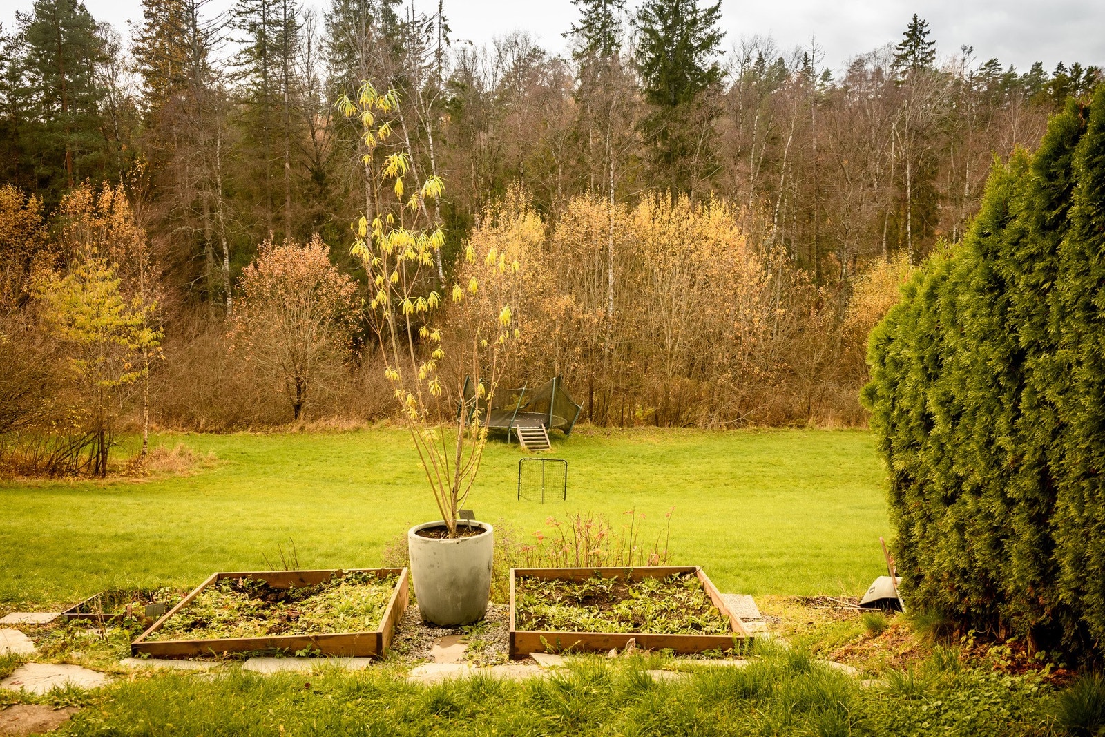Hagen er lettstelt og barnevennlig, med gode solforhold og plass til lek og avslapning. Fra hagen løper man videre ut til stor og flat felleshage. Galleribilde