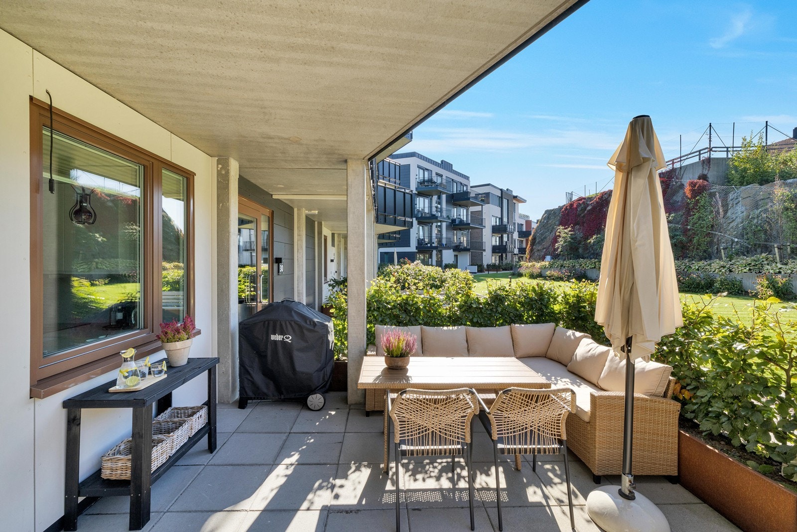 Uteplassene ligger lunt plassert i forhold til vind Galleribilde