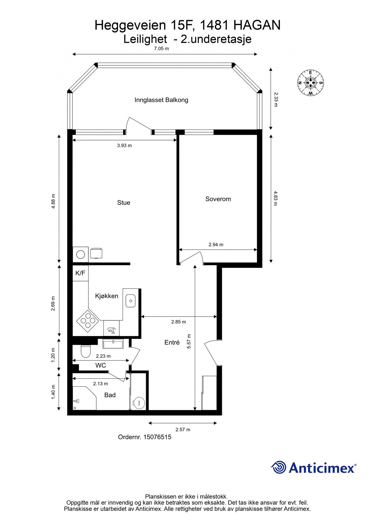 For en ekstra liten oversikt får du først se plantegningen over leiligheten. Galleribilde