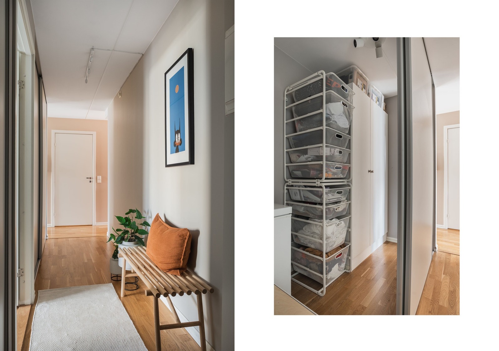 Inneboden i entreen har skyvedører med speilfronter og godt med skapplass for oppbevaring. Galleribilde