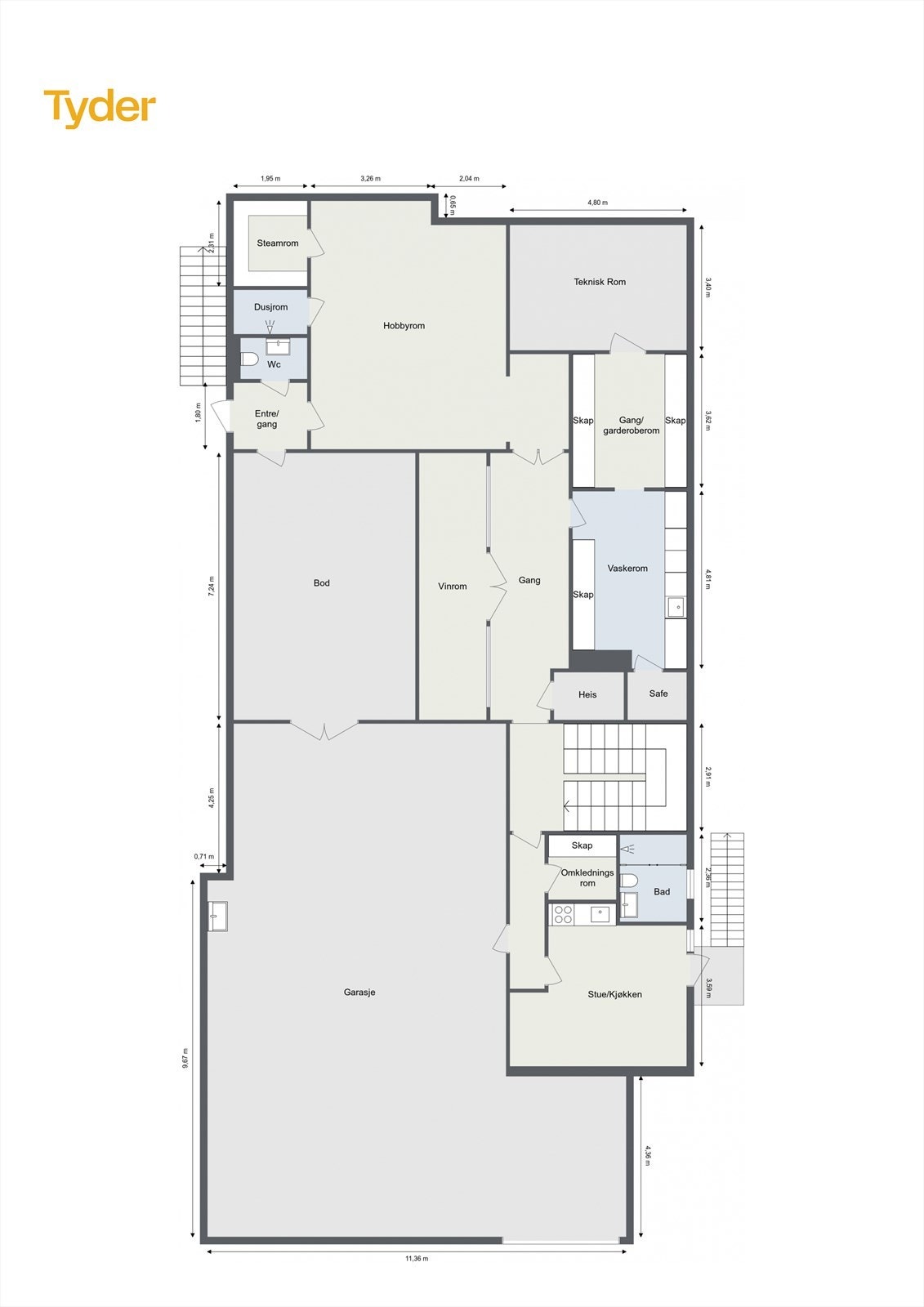 Plantegning underetasje. Galleribilde