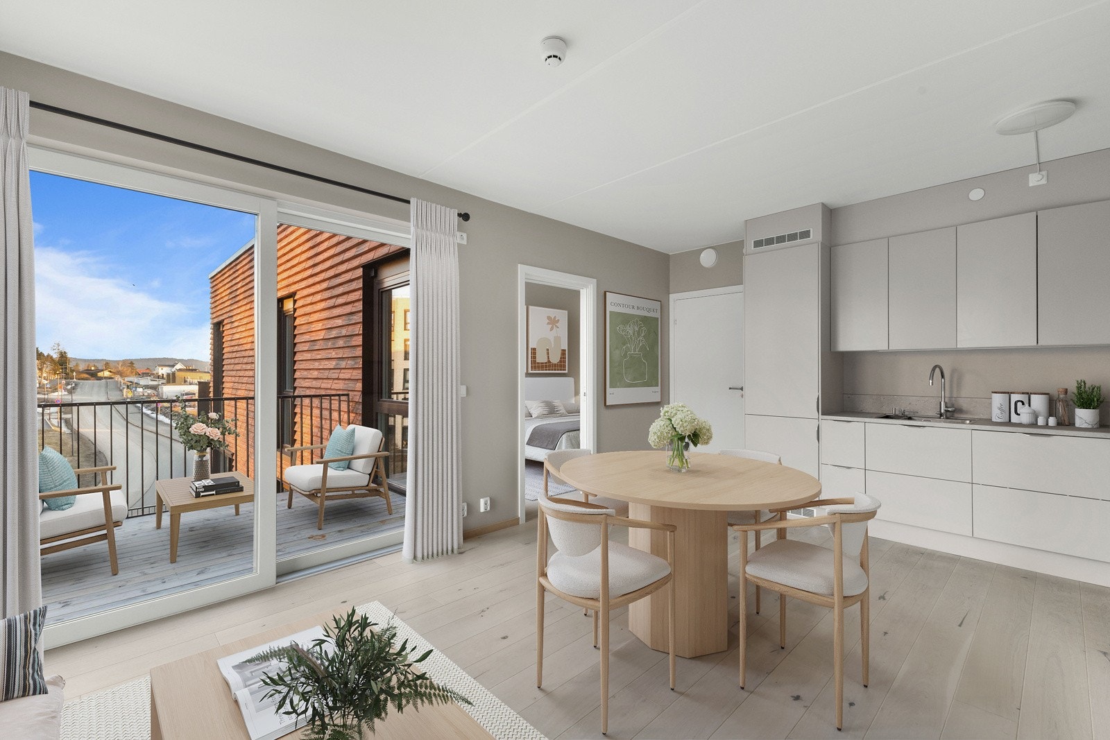 Velkommen til Ødegårds vei 201, leilighet 201! Lys og innbydende 3-roms selveier toppleilighet ny 2023, med høy standard beliggende i det populære boligprosjektet Pallplassen. Bildet er digitalt stylet. Galleribilde