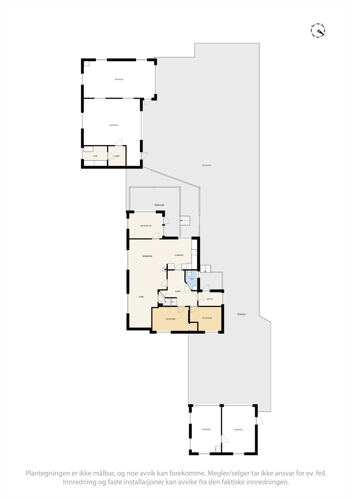 Plantegning 1.etasje og garasjer. Galleribilde