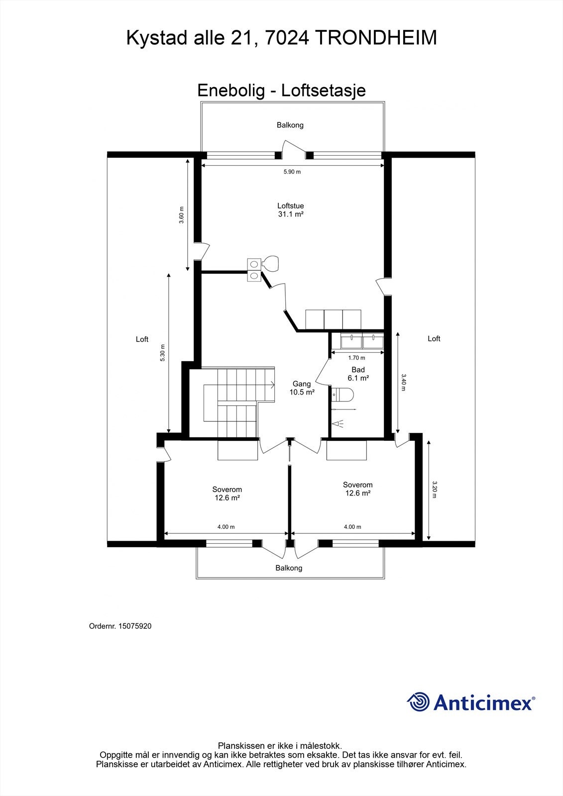 Planskisse loftsetasje. Galleribilde