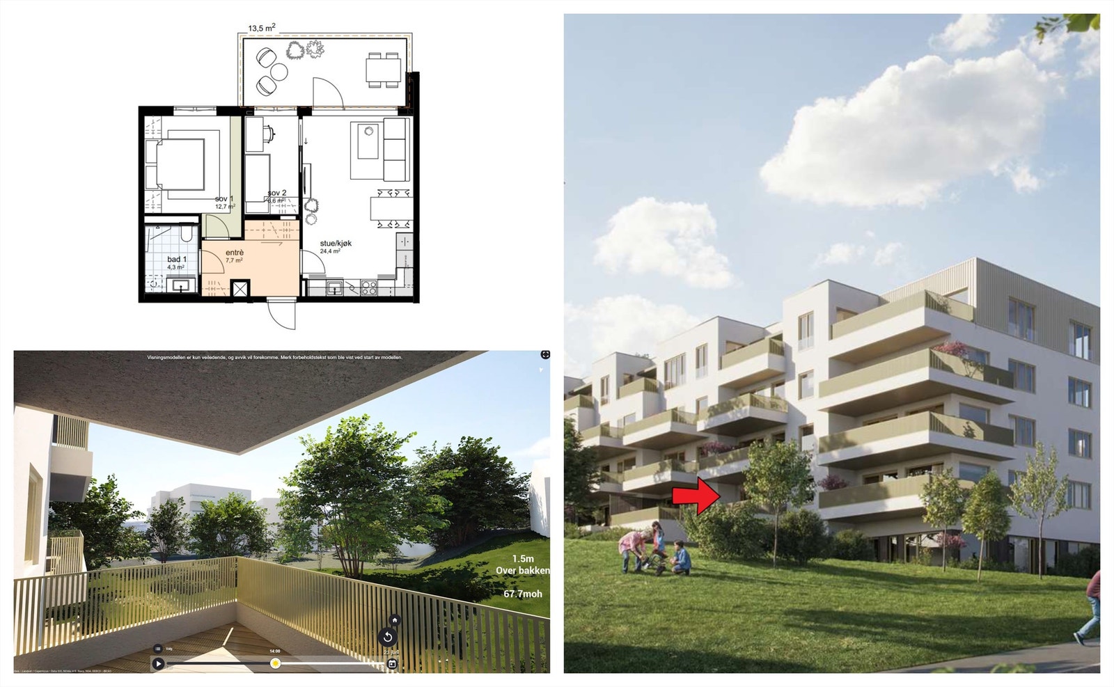 Salg av kontraktsposisjon | Lekker 3-roms selveierleilighet med sørvestvendt balkong på hele 13,5 m². Garasjeplass medfølger. Lav dokumentavgift. Galleribilde
