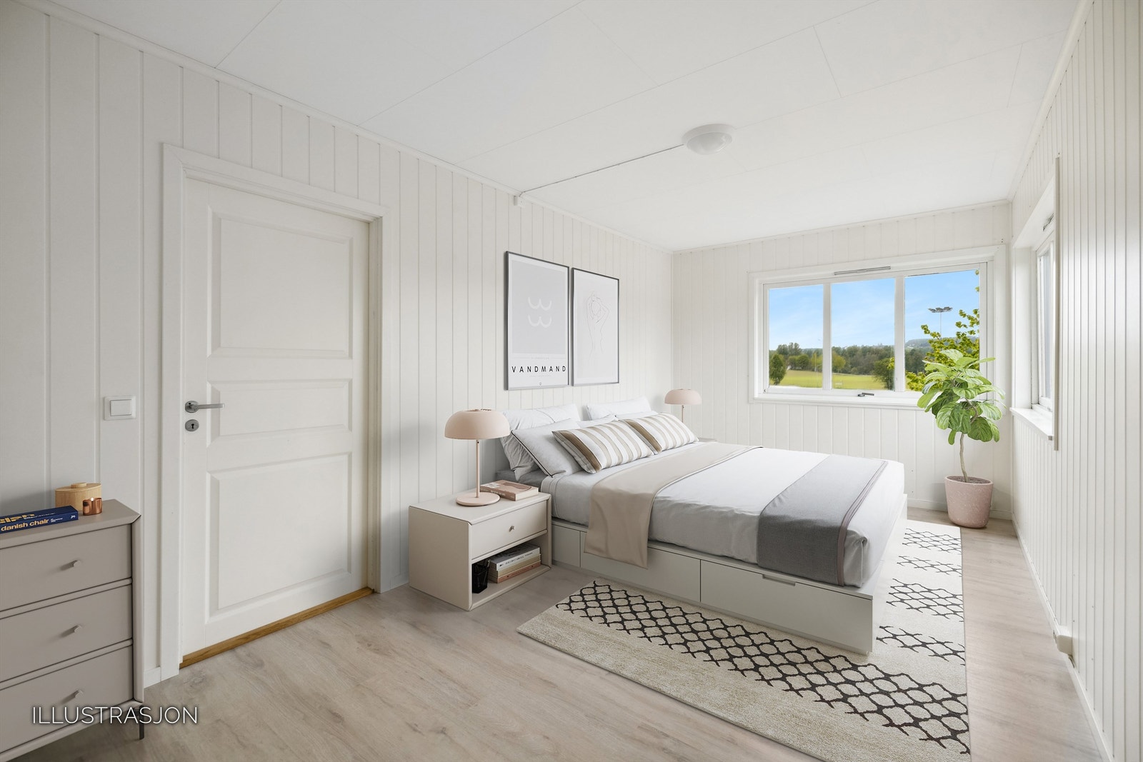 Soverom 1 - illustrert med soveromsmøblement. Galleribilde
