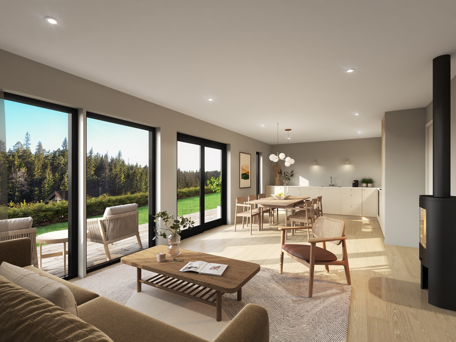 Enebolig interiør illustrasjon Galleribilde