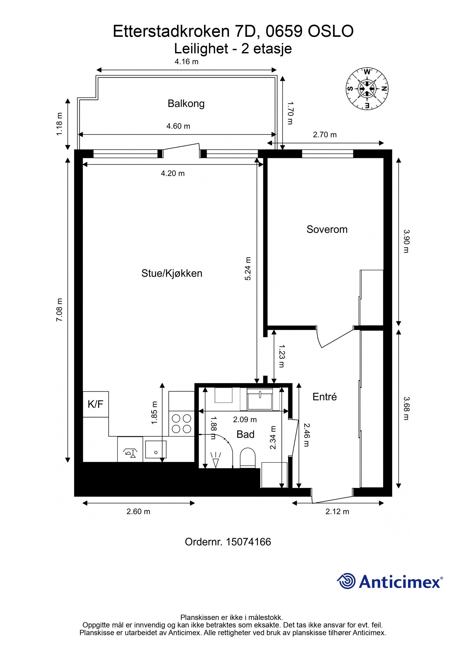 Plantegning med mål. Galleribilde
