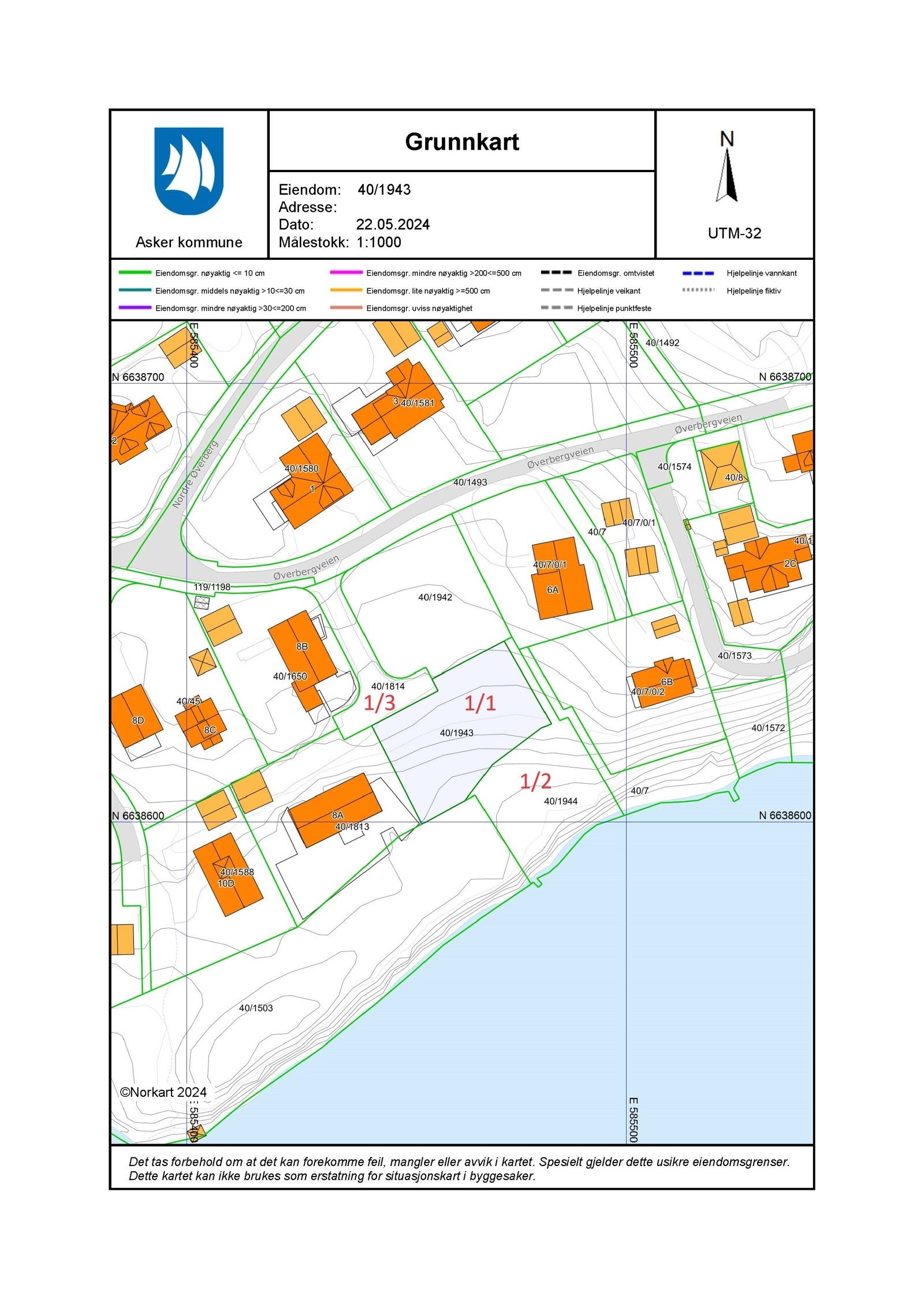 Med eiendommen tilhører ideell 1/3 andel i realsameie gnr. 40 bnr. 1814 på 330,4 kvm (adkomstvei) og ideell 1/2 andel i realsameie gnr. 40 bnr. 1944 på 744 kvm (strandparsell). Galleribilde