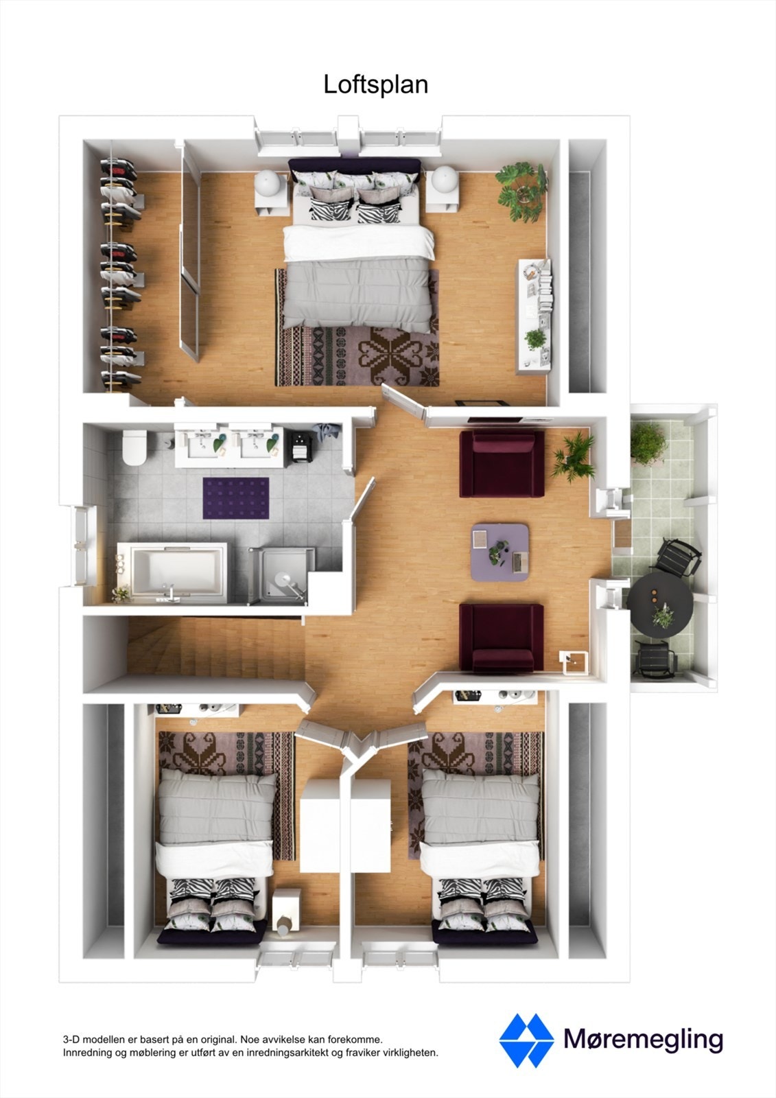 Plantegning loft - 3D Galleribilde