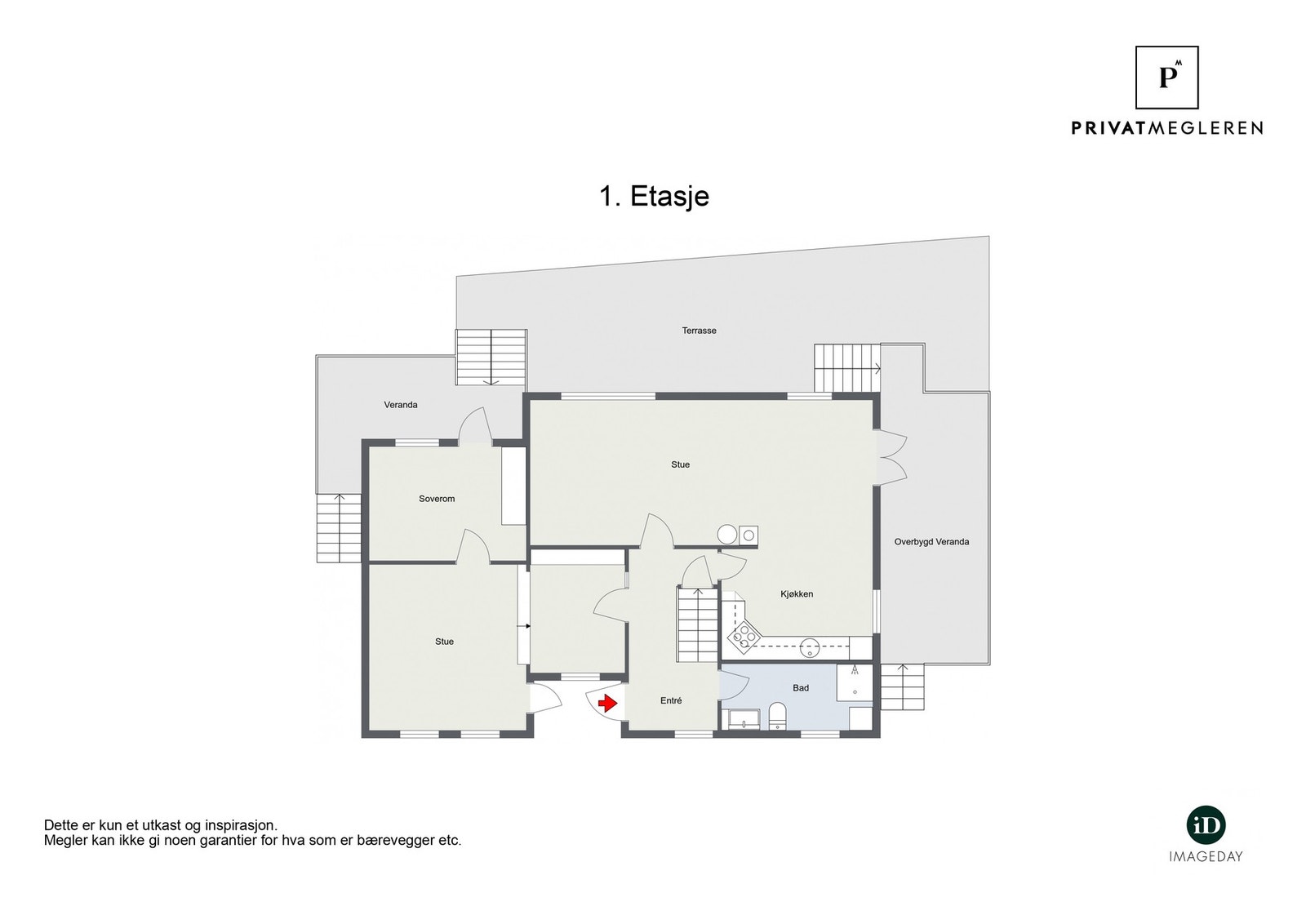 Plantegning hovedetasje. Galleribilde