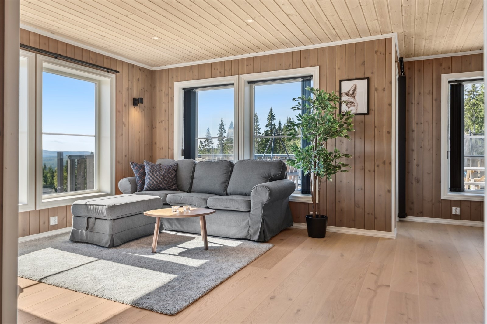 Utgang bak stue til utbygget terrasse. Galleribilde