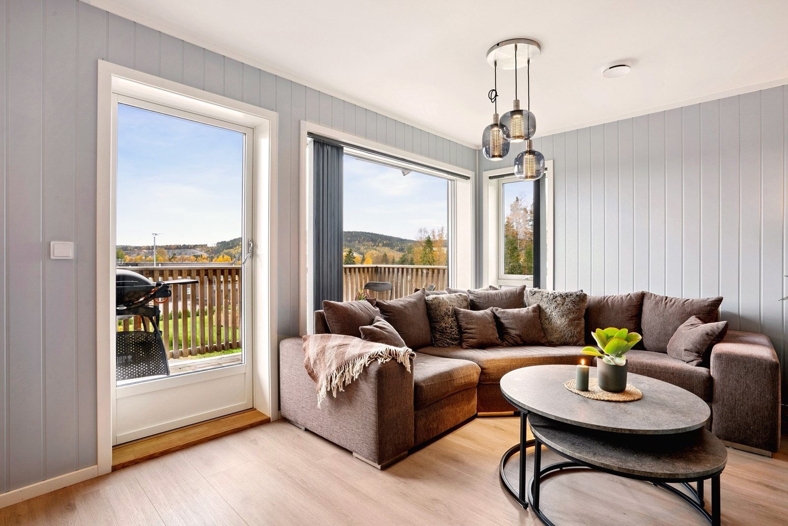 Det er utvendig screens på vinduer i stue. Galleribilde