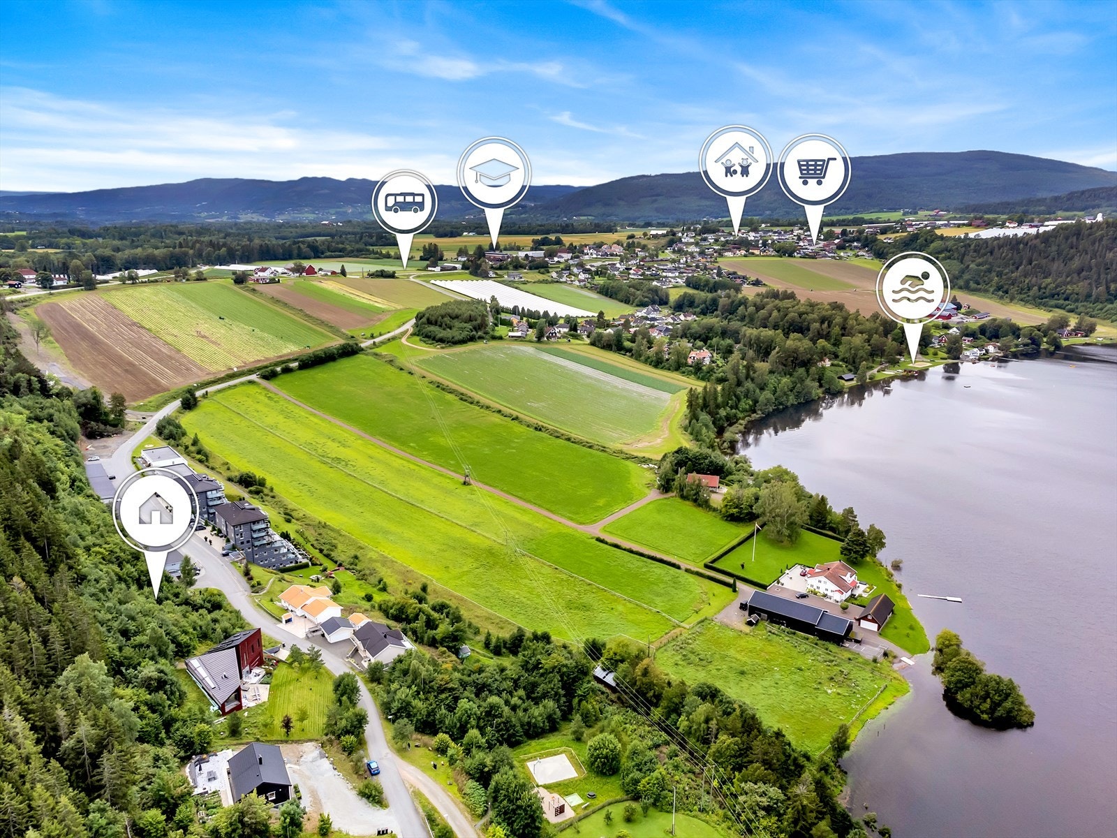 Naturskjønne omgivelser med kort vei til Sylling sentrum med bl.a. bussforbindelse, barnehager, barne- og ungdomsskole, matbutikk, m.v. Galleribilde