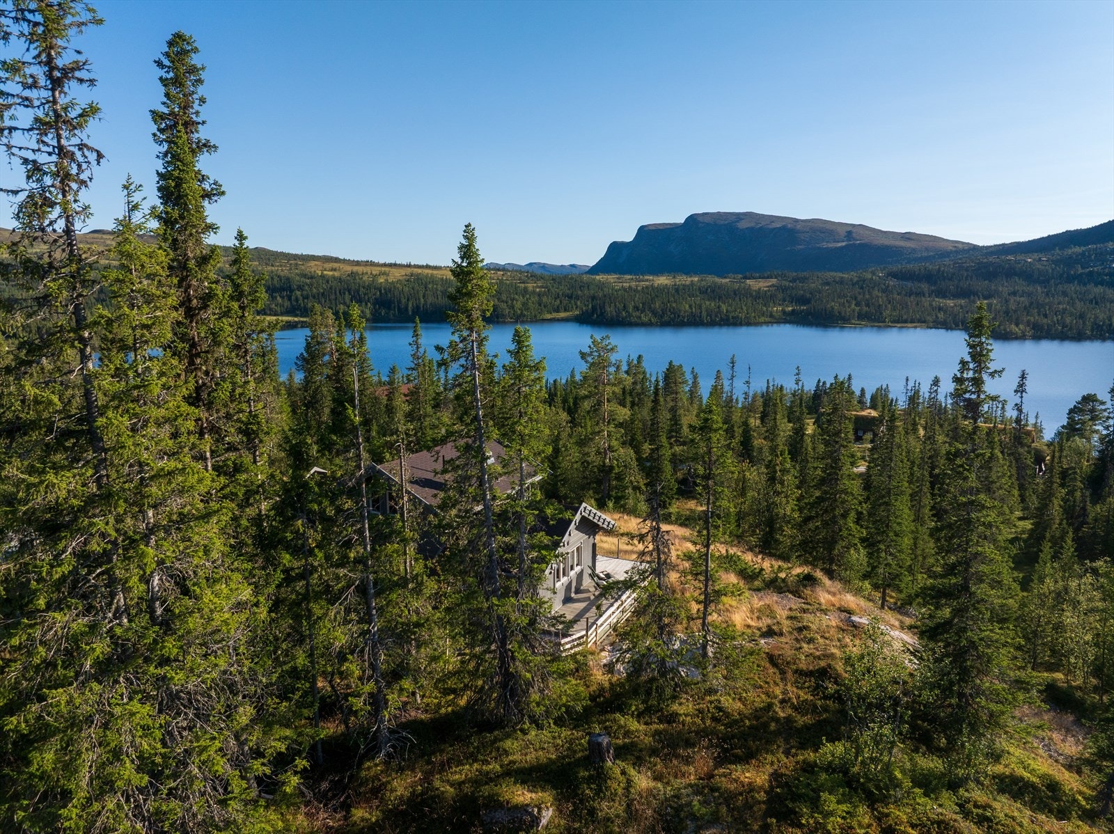 Umiddelbar nærhet til oppkjørte skiløyper med skikkelig tråkkemaskin rett utenfor tomtegrensen. Galleribilde