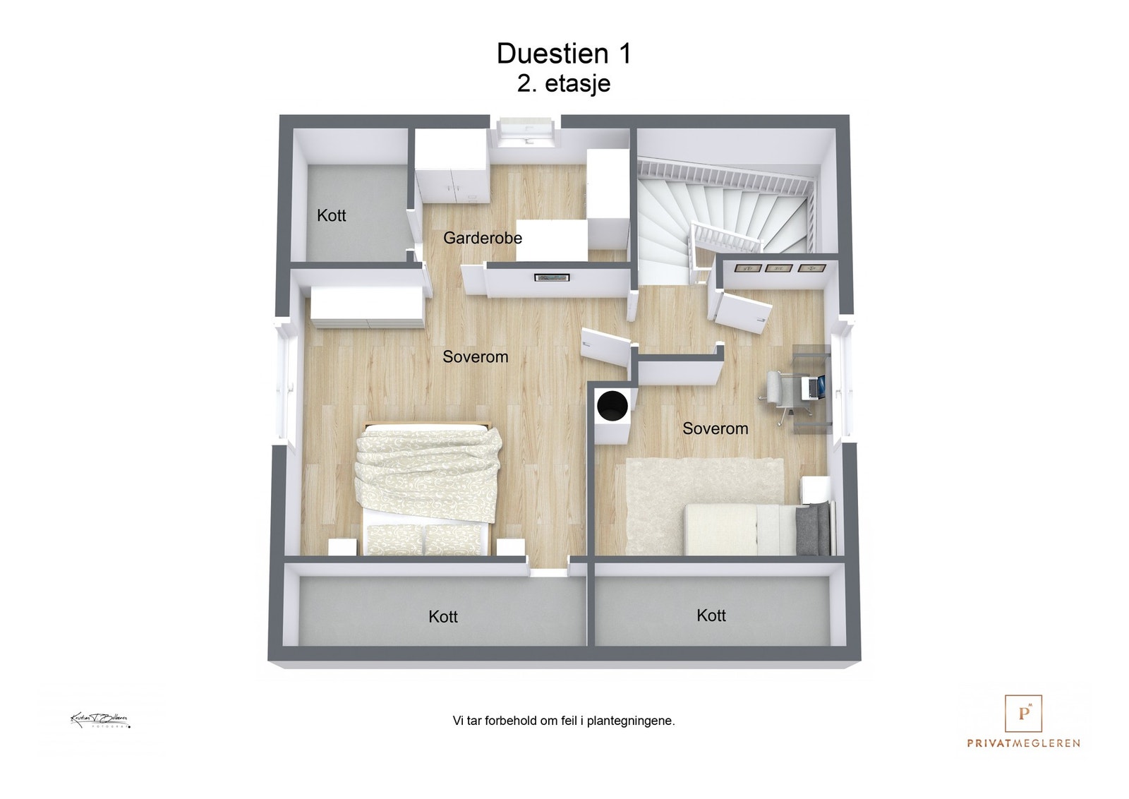 3 D plantegning loftsetasje Galleribilde