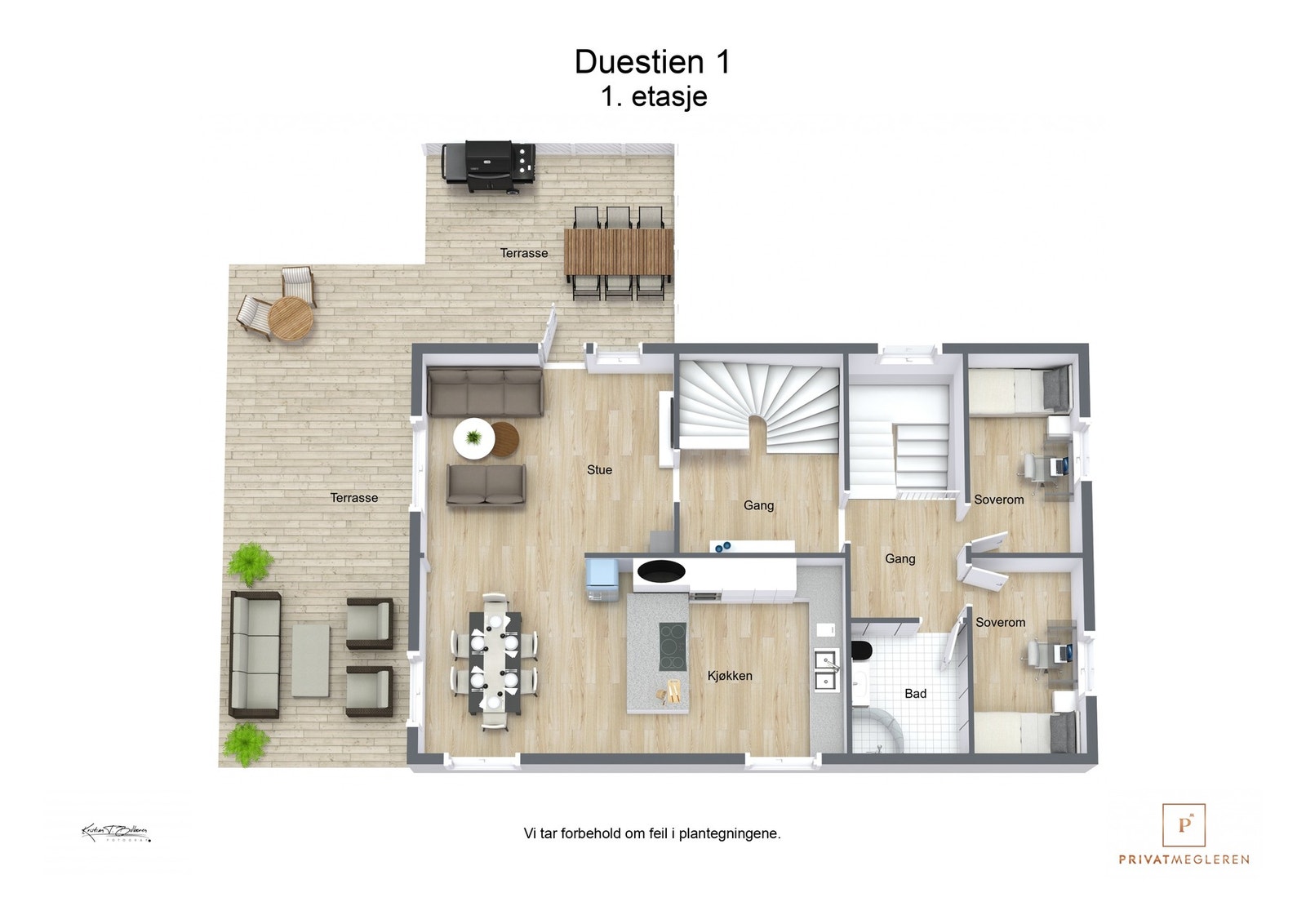 3 D plantegning hovedetasje Galleribilde