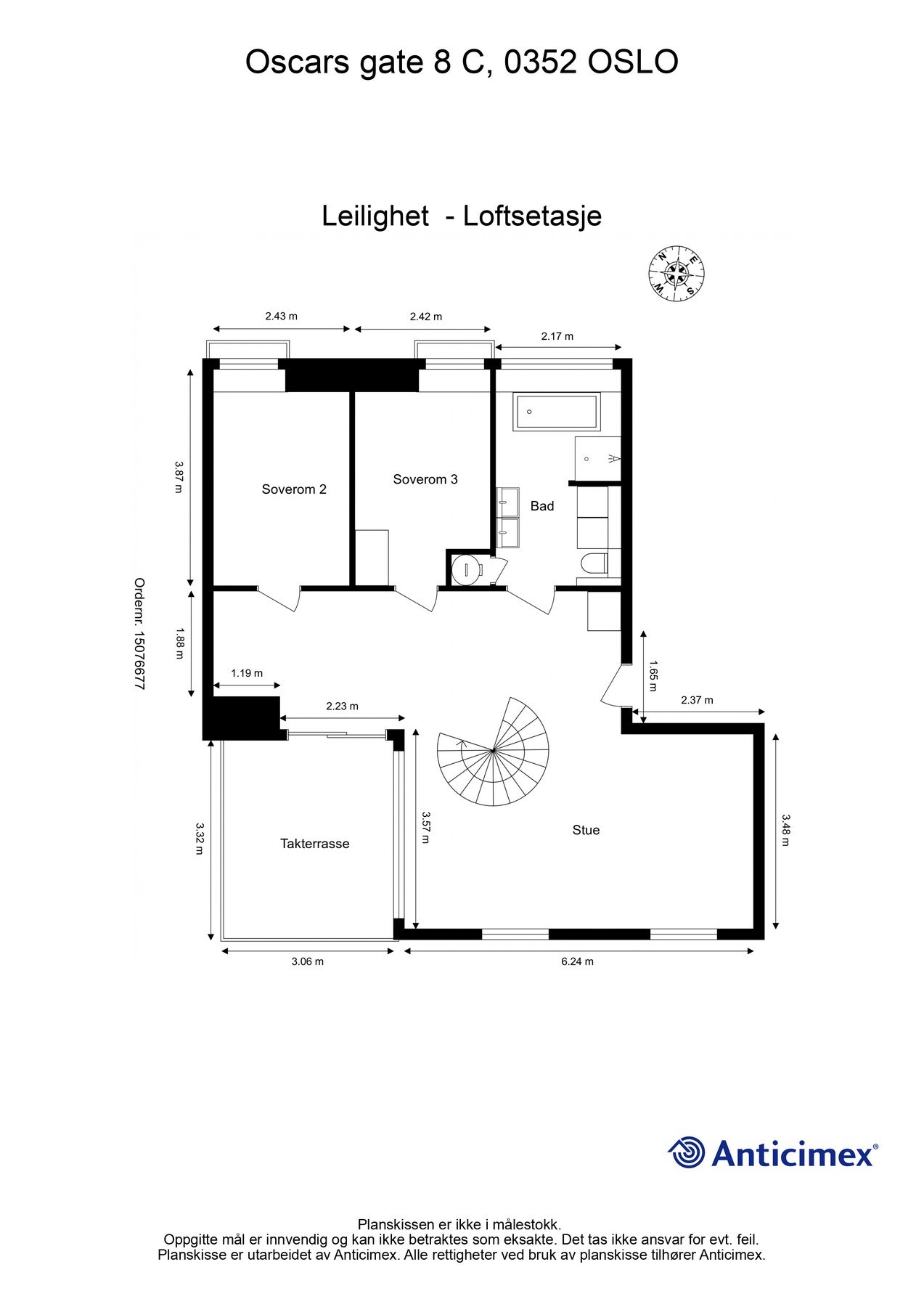Planskisse for toppetasjen/ 7. etasje.. Galleribilde
