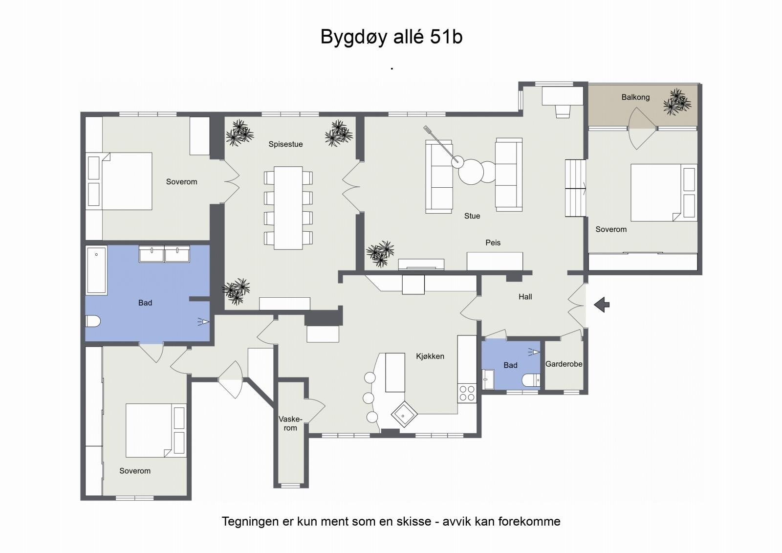 Flott gjennomgående planløsning