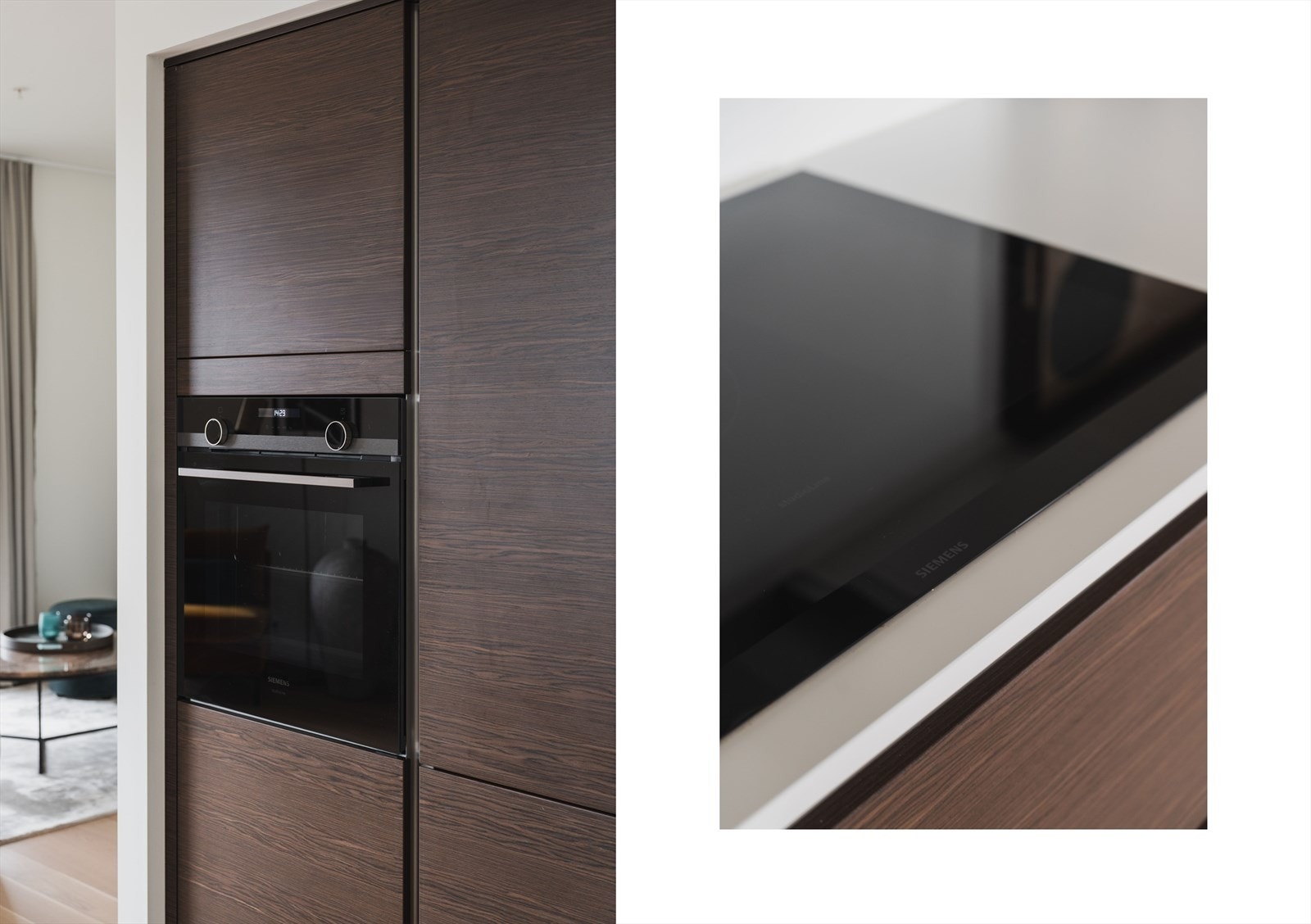 Integrerte hvitevarer fra kvalitesleverandør Siemens - Fint eikespill i kjøkkenfrontene Galleribilde