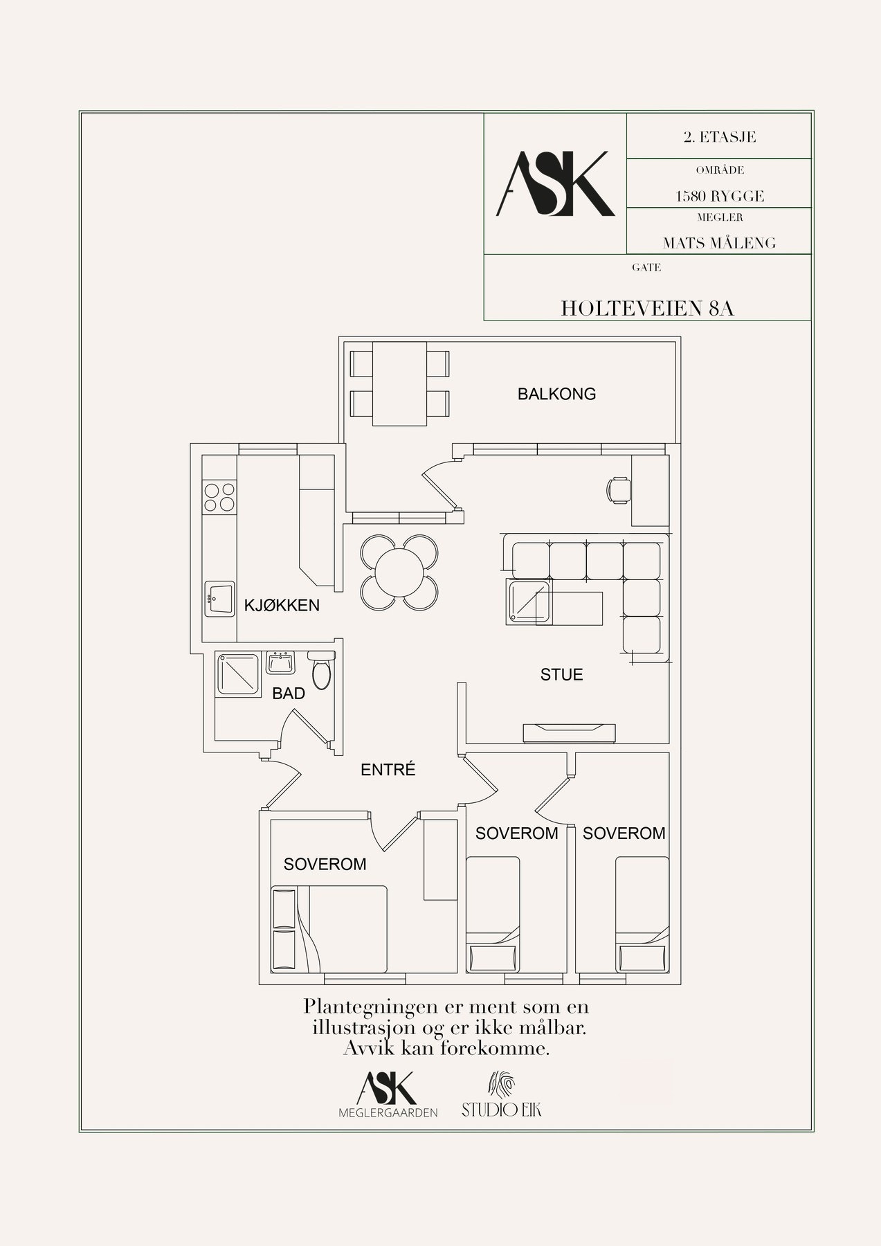 Planskisse - den aktuelle leiligheten ligger i 2. etasje Galleribilde