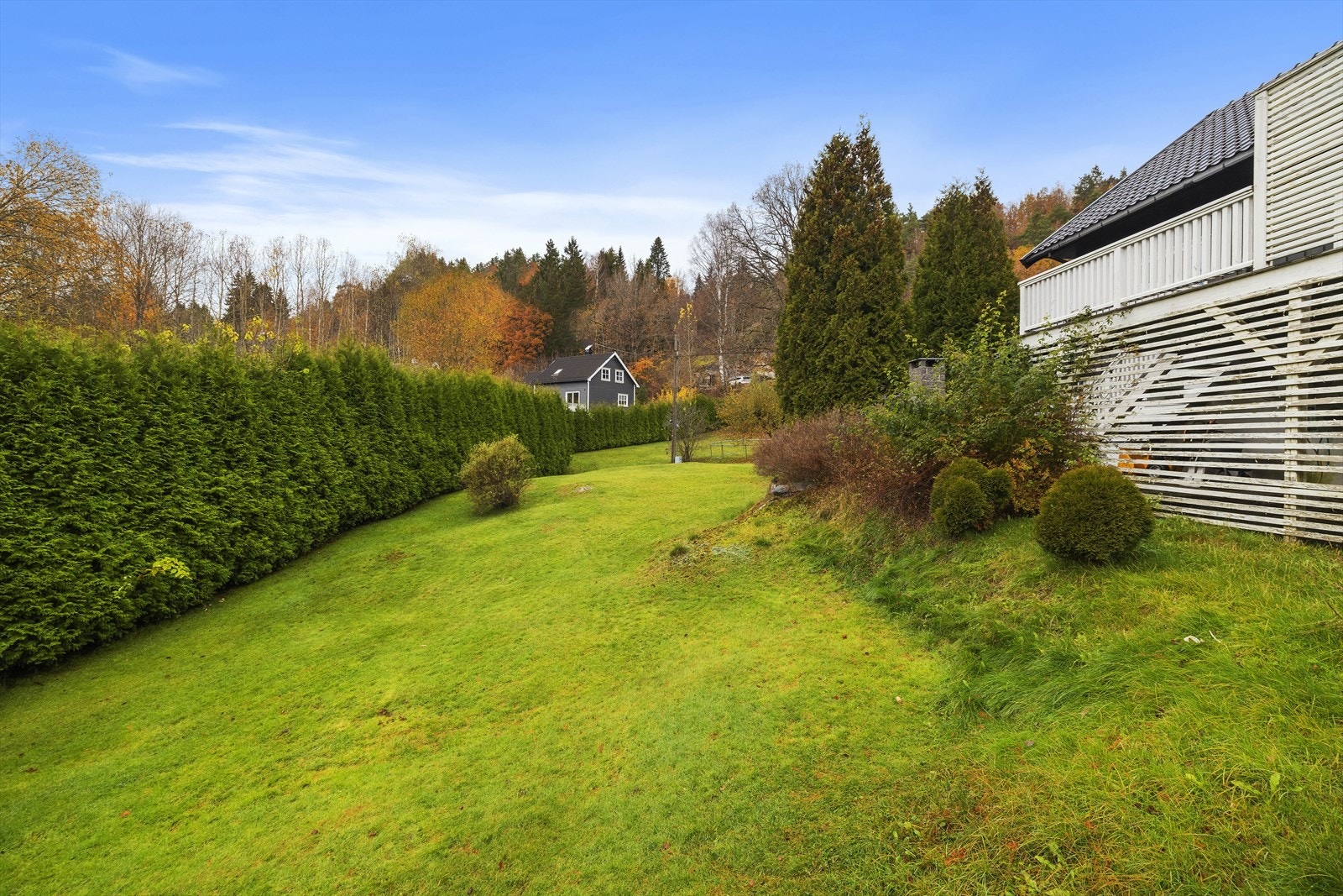 Stor solrik tomt med grense til friareal Galleribilde