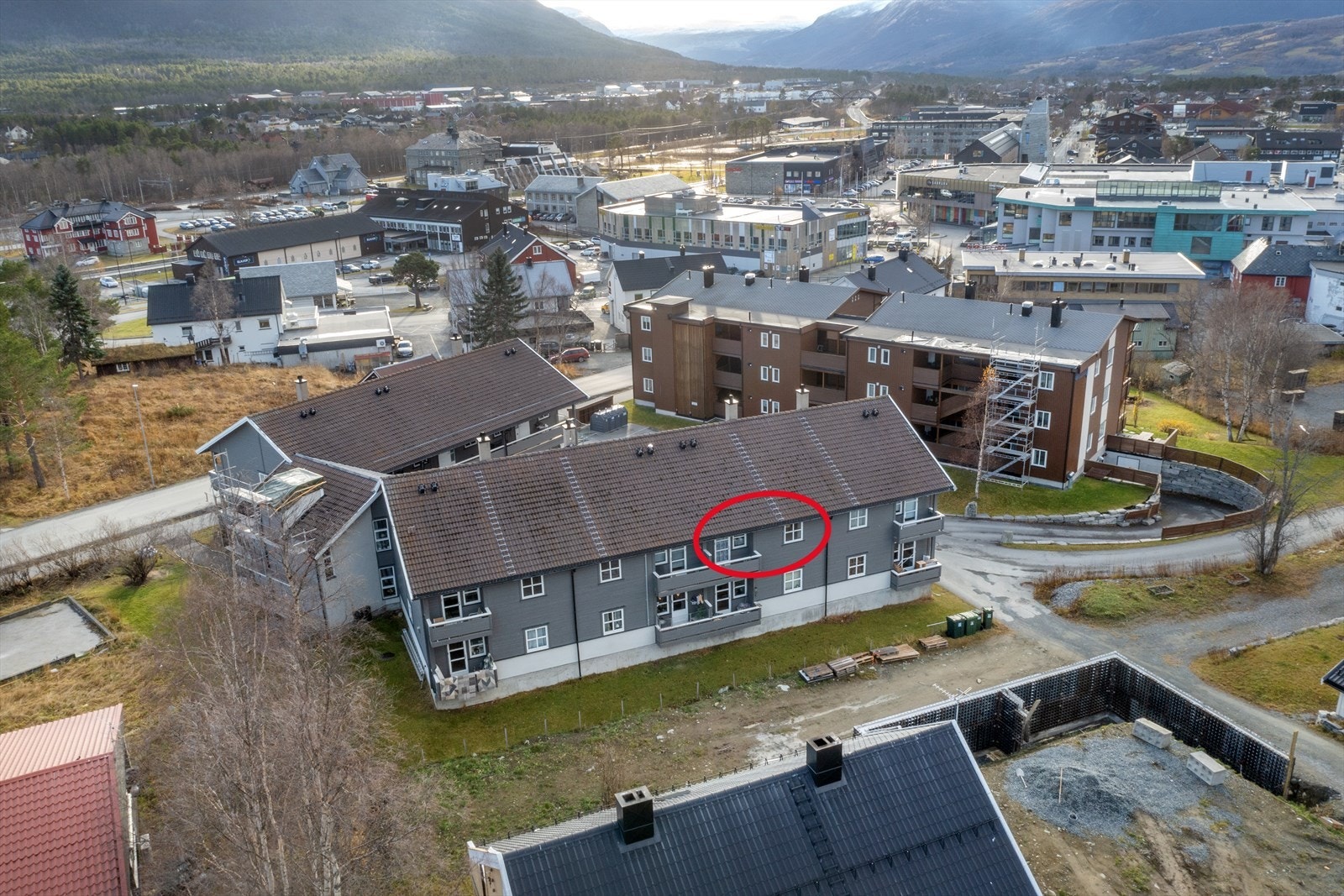 Fasade med markering Galleribilde