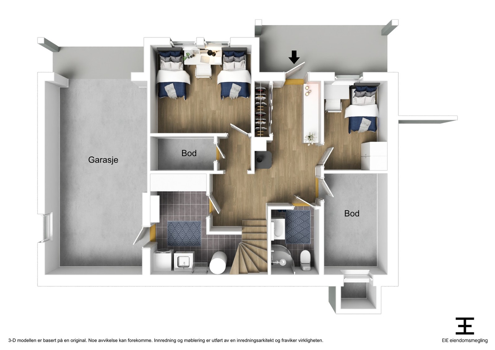 Plantegning 1. etasje Galleribilde