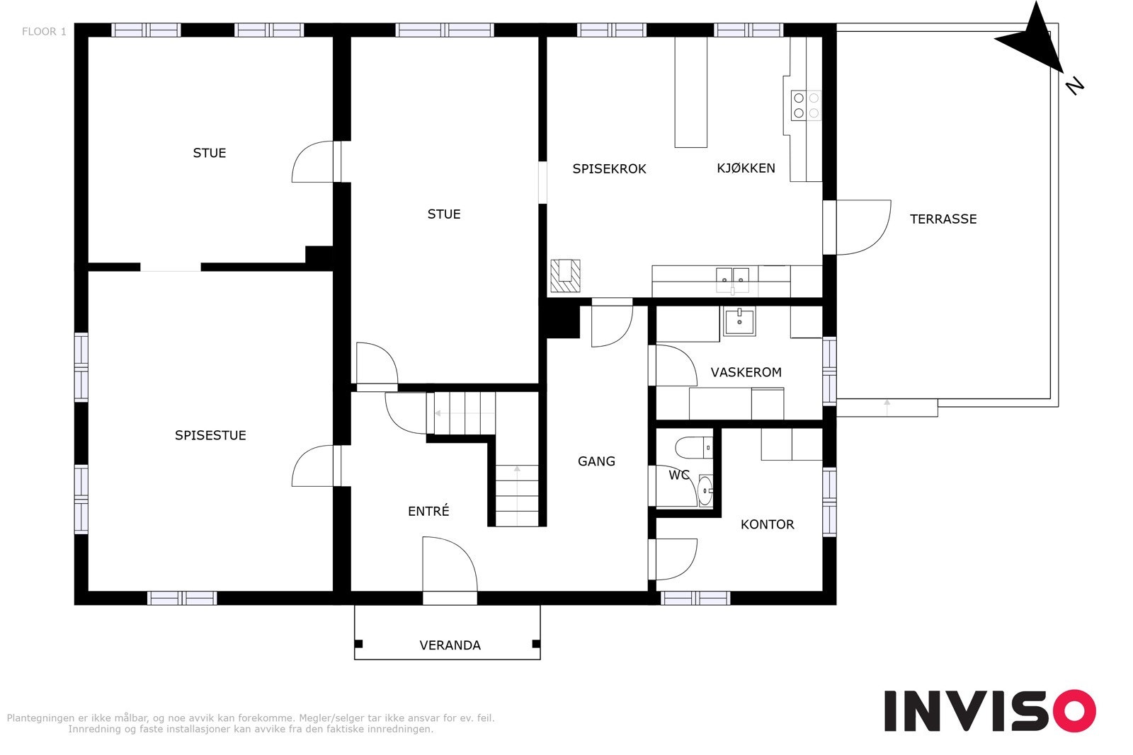 Planløsning 1. etasje våningshuset Galleribilde