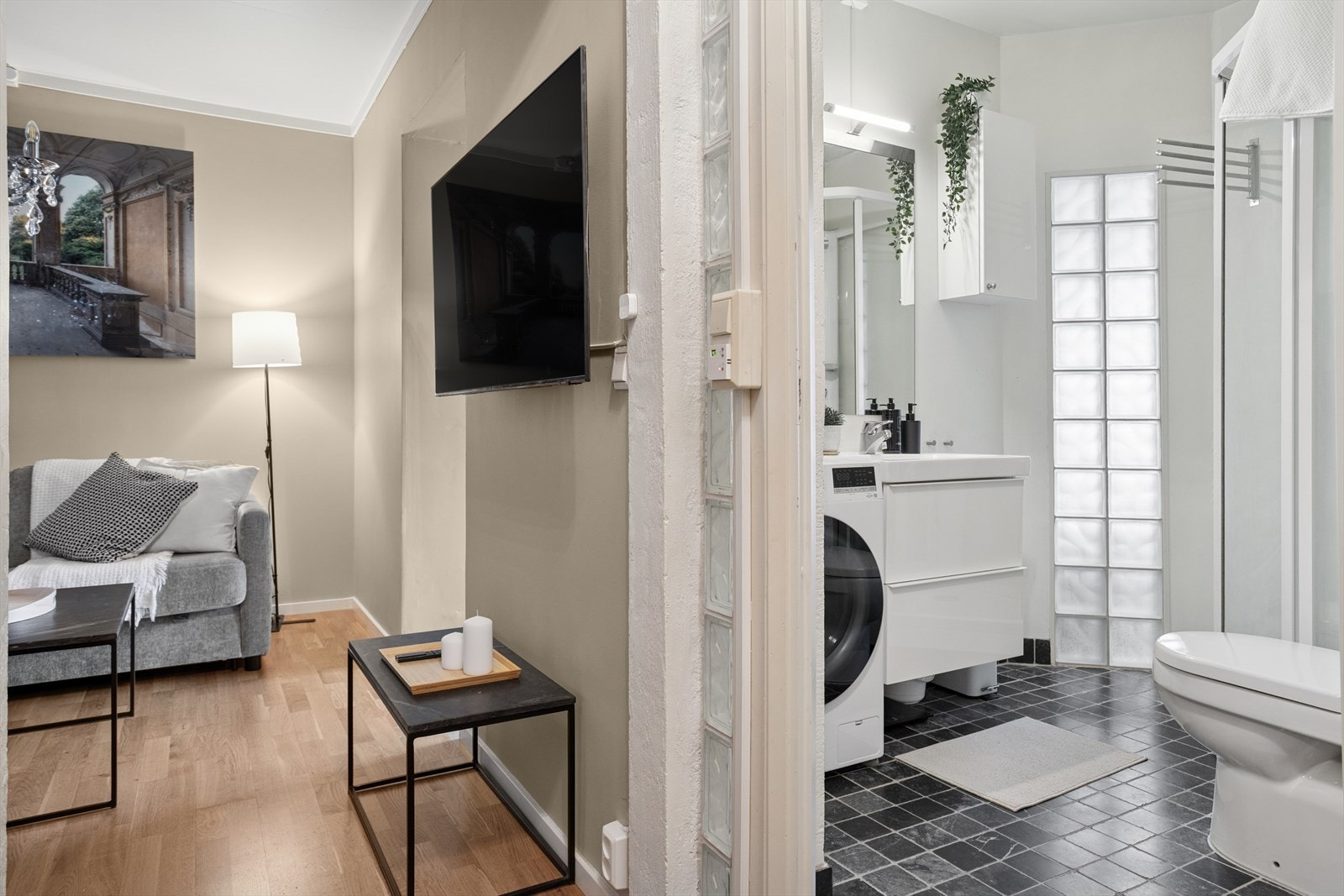 Stue og baderom. Galleribilde