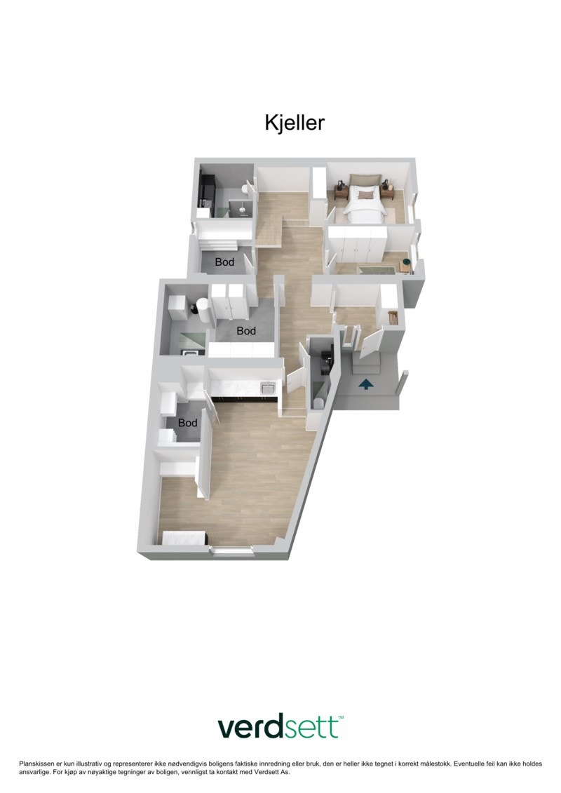 Plantegning 3D - 1. etasje Galleribilde