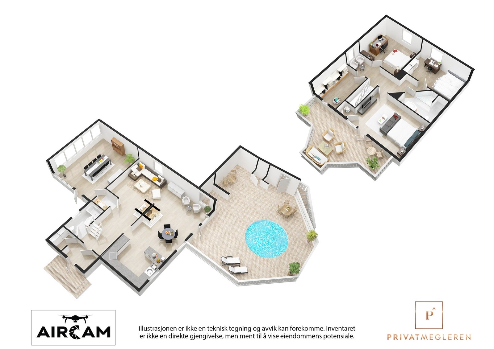 Plantegning illustrasjon 1. og 2. etasje Galleribilde