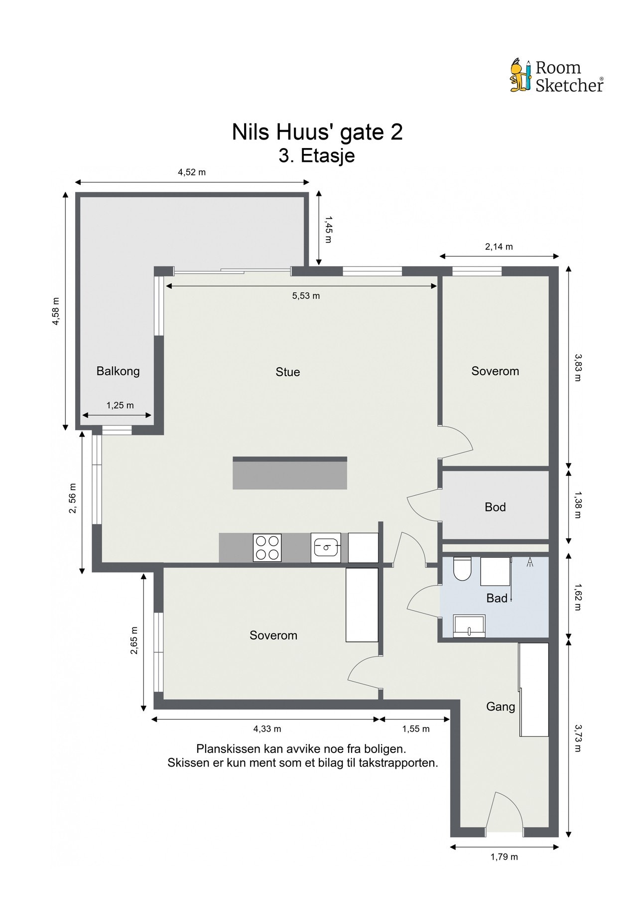 Plantegning med mål. Galleribilde