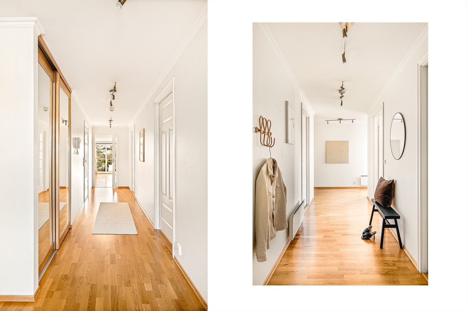 Gangen har stor skyvedørsgarderobe for god plass til ytterbekledning. Galleribilde