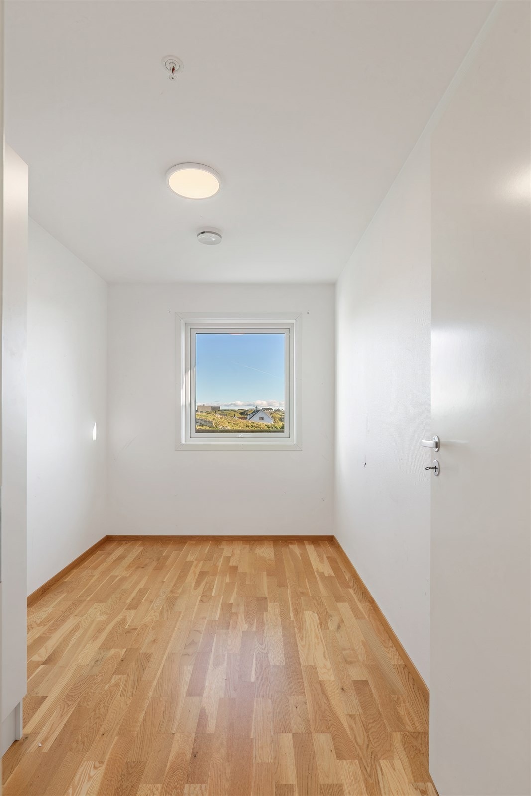 Utsyn mot grøntområde fra vinduet gir rommet et naturlig lysinnfall. Galleribilde