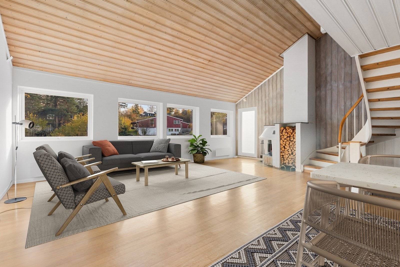 God plass til å innrede med sofaseksjon og mediamøbler. (Digital stylet bilde) Galleribilde