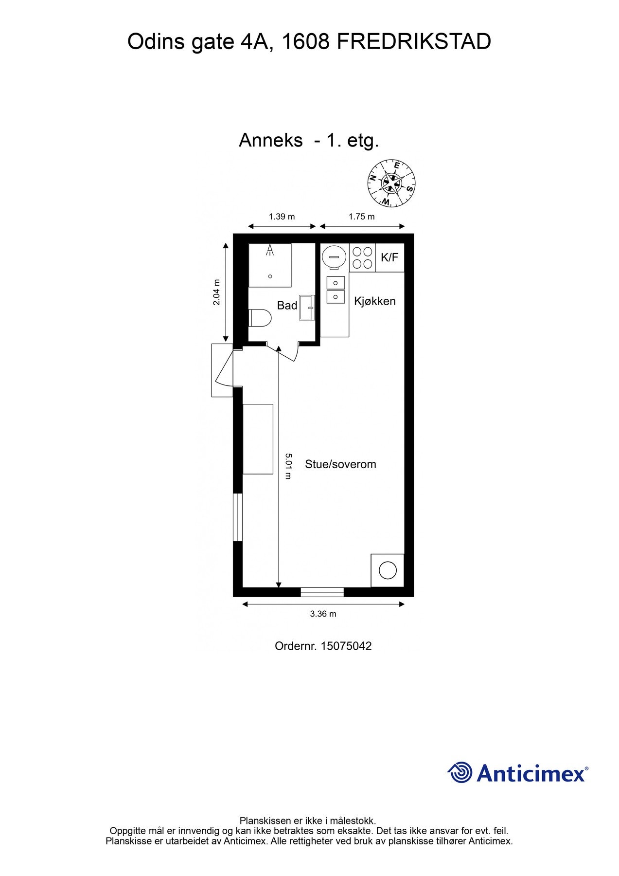 Planskisse for anneksets første etasje. Ikke målholdig. Detaljer kan avvike. Galleribilde