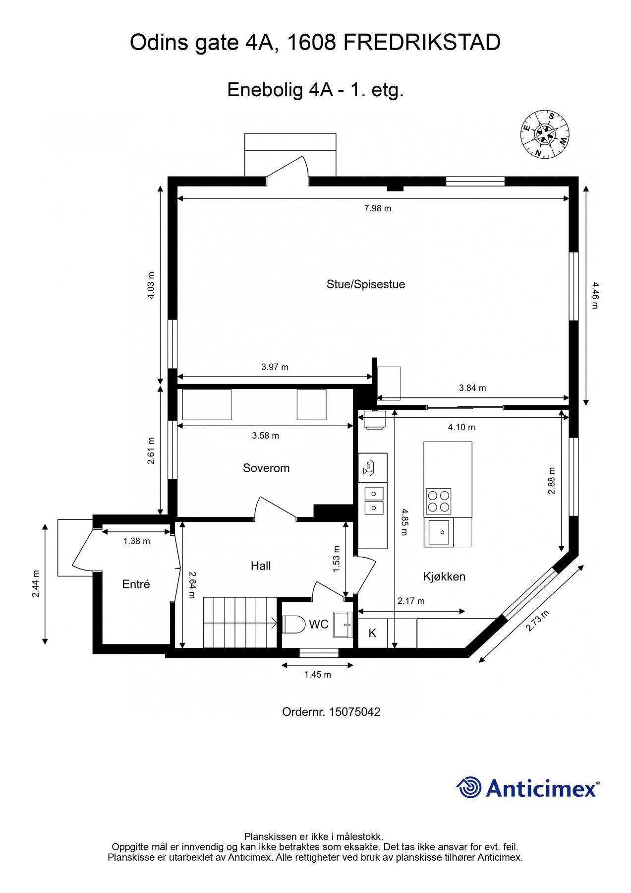 Planskisse for hovedhusets første etasje: Ikke måholdig. Detaljer kan avvike. Galleribilde