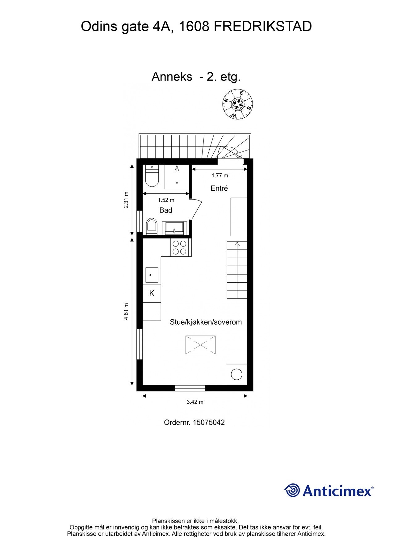 Planskisse for annekset andre etasje. Ikke målholdig. Detaljer kan avvike. Galleribilde
