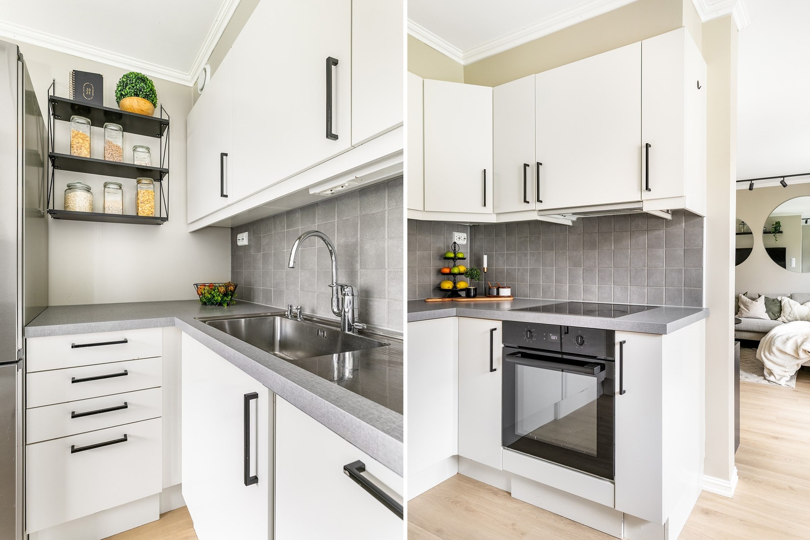 Av hvitevarer på kjøkkenet kan også frittstående kombiskap medfølge i tillegg til de integrerte. Galleribilde