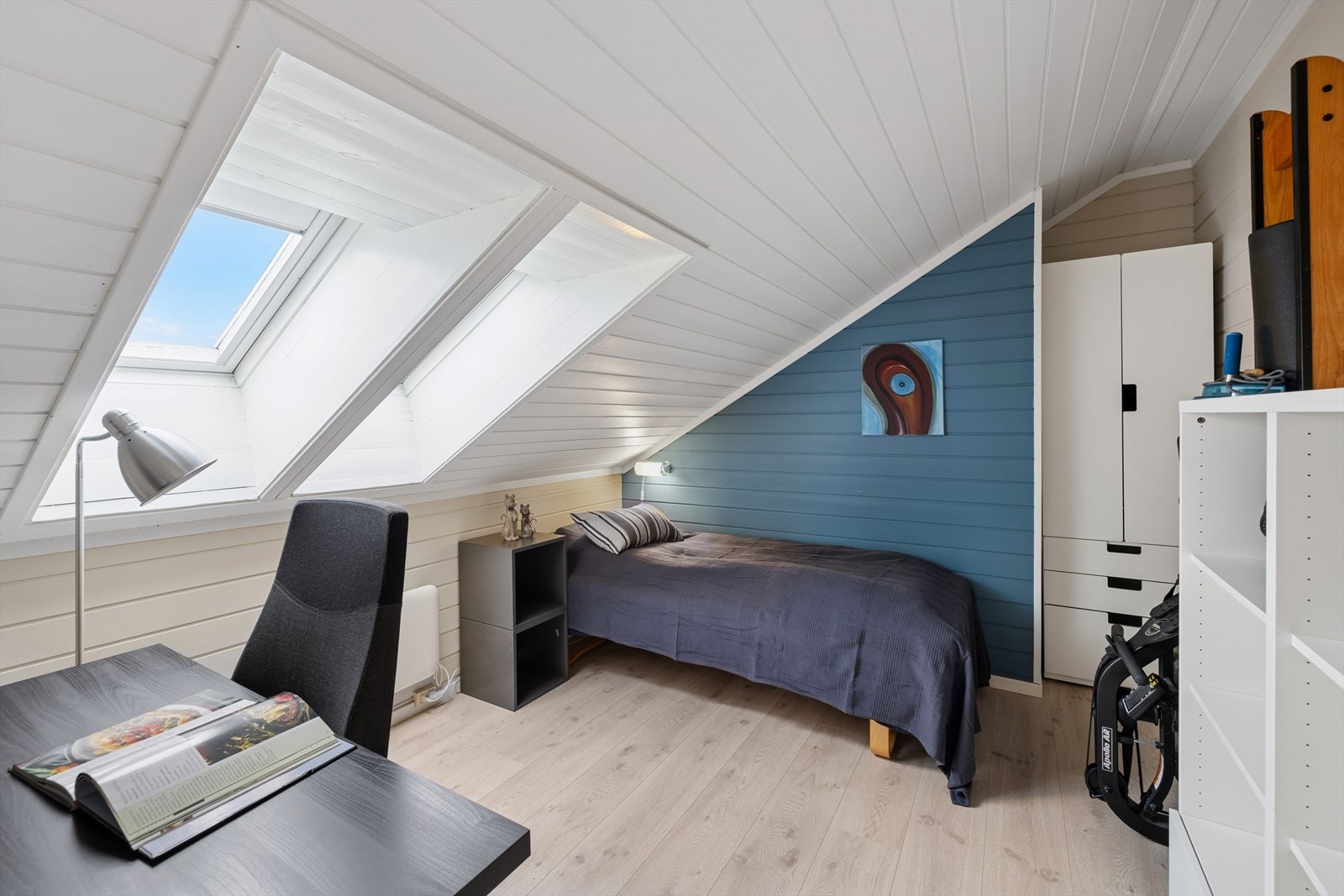 Innredet soverom på loftetasjen. Galleribilde