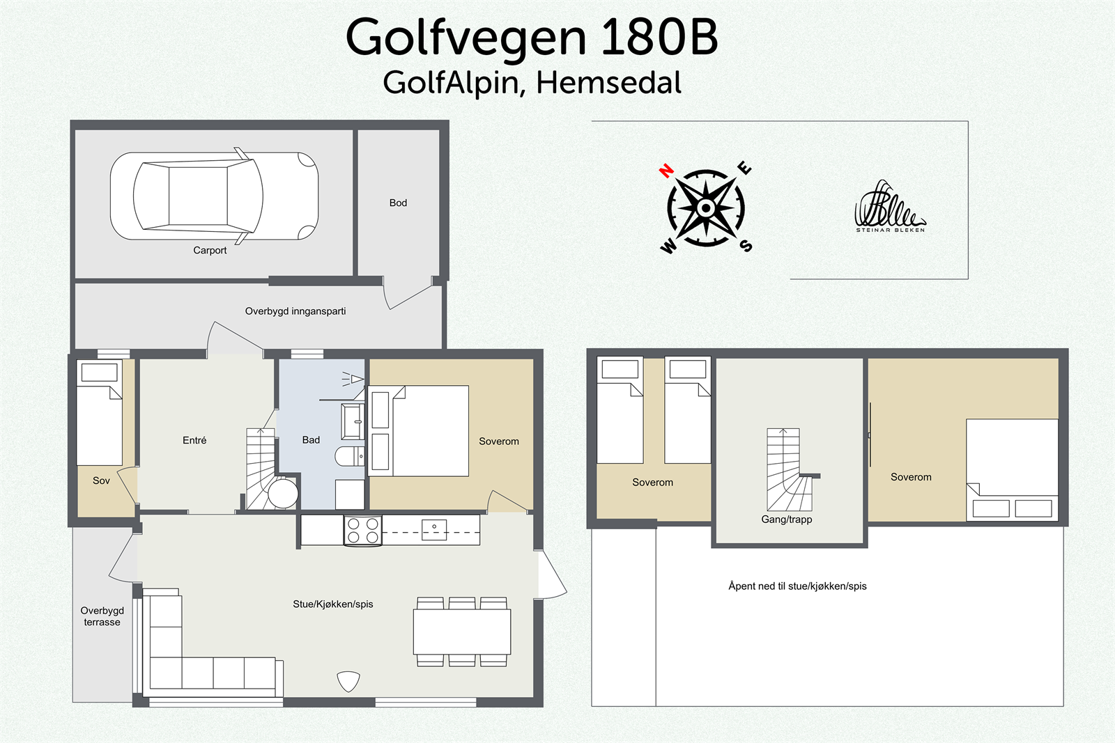Plantegning begge plan. Galleribilde