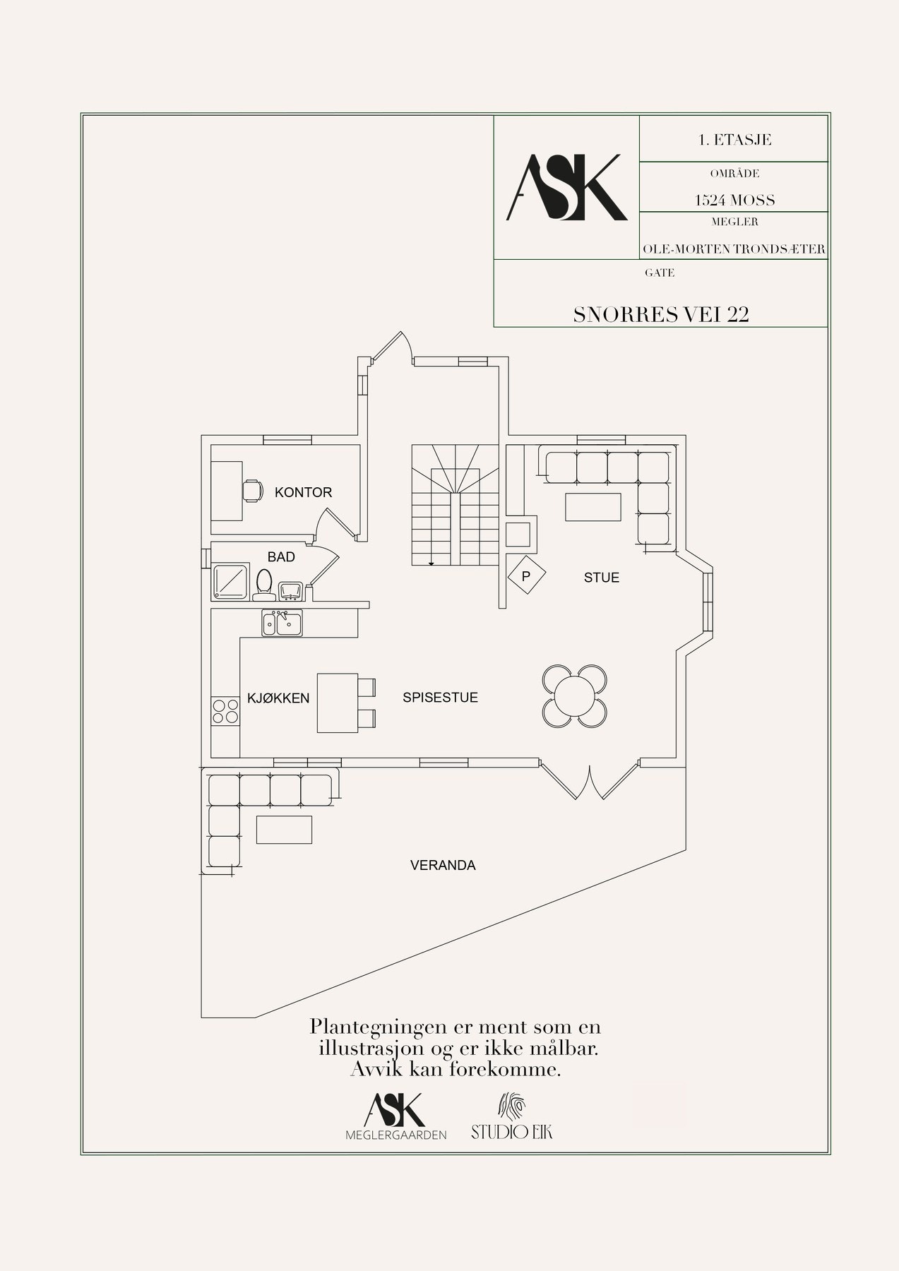 Planskisse 1. etasje - den sosiale delen Galleribilde